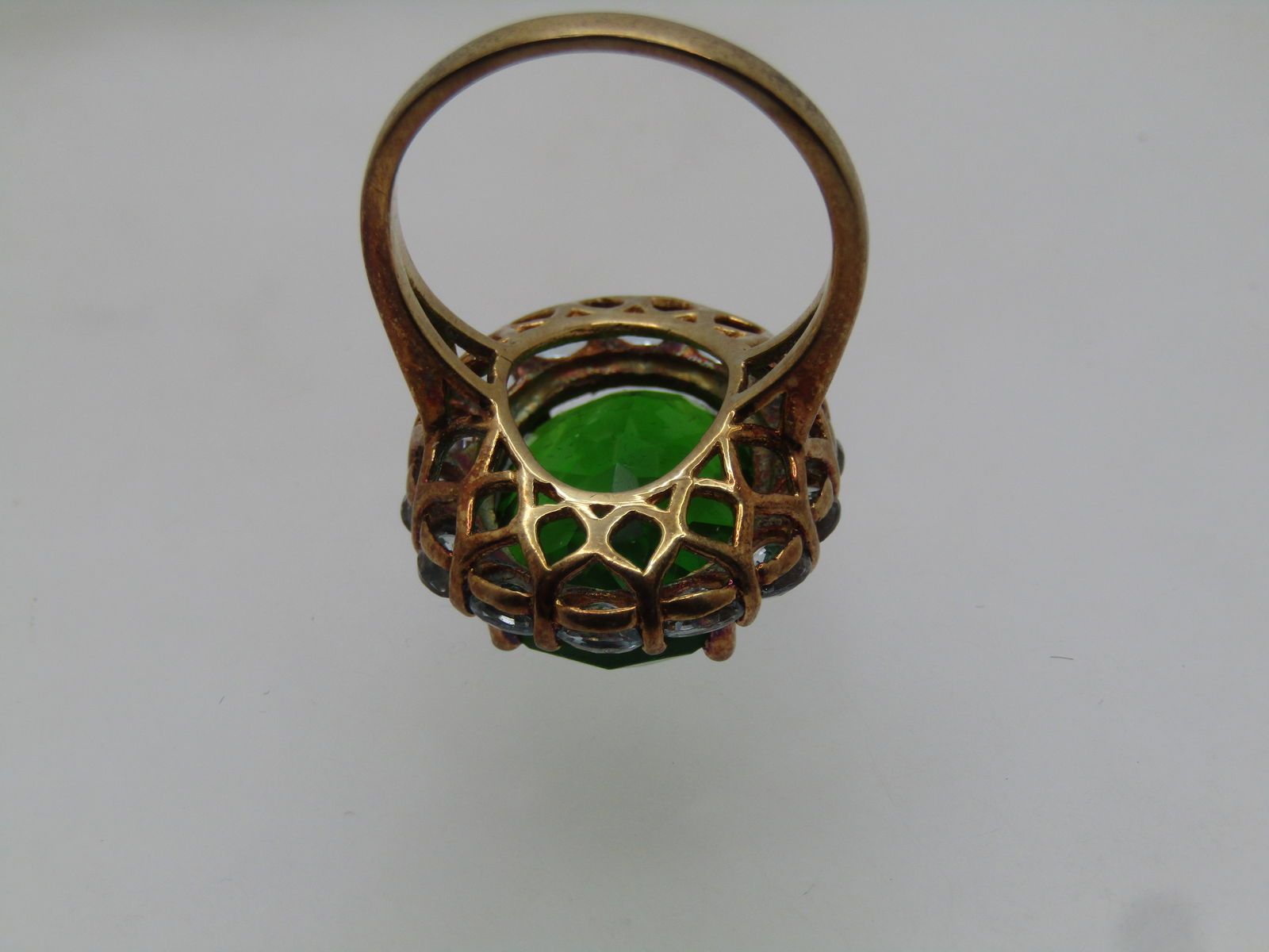 Vintage Sterling Vermeil Green & Blue Topaz Ring, Sz. 9.5, Stauer, 1990's-2000's - 4