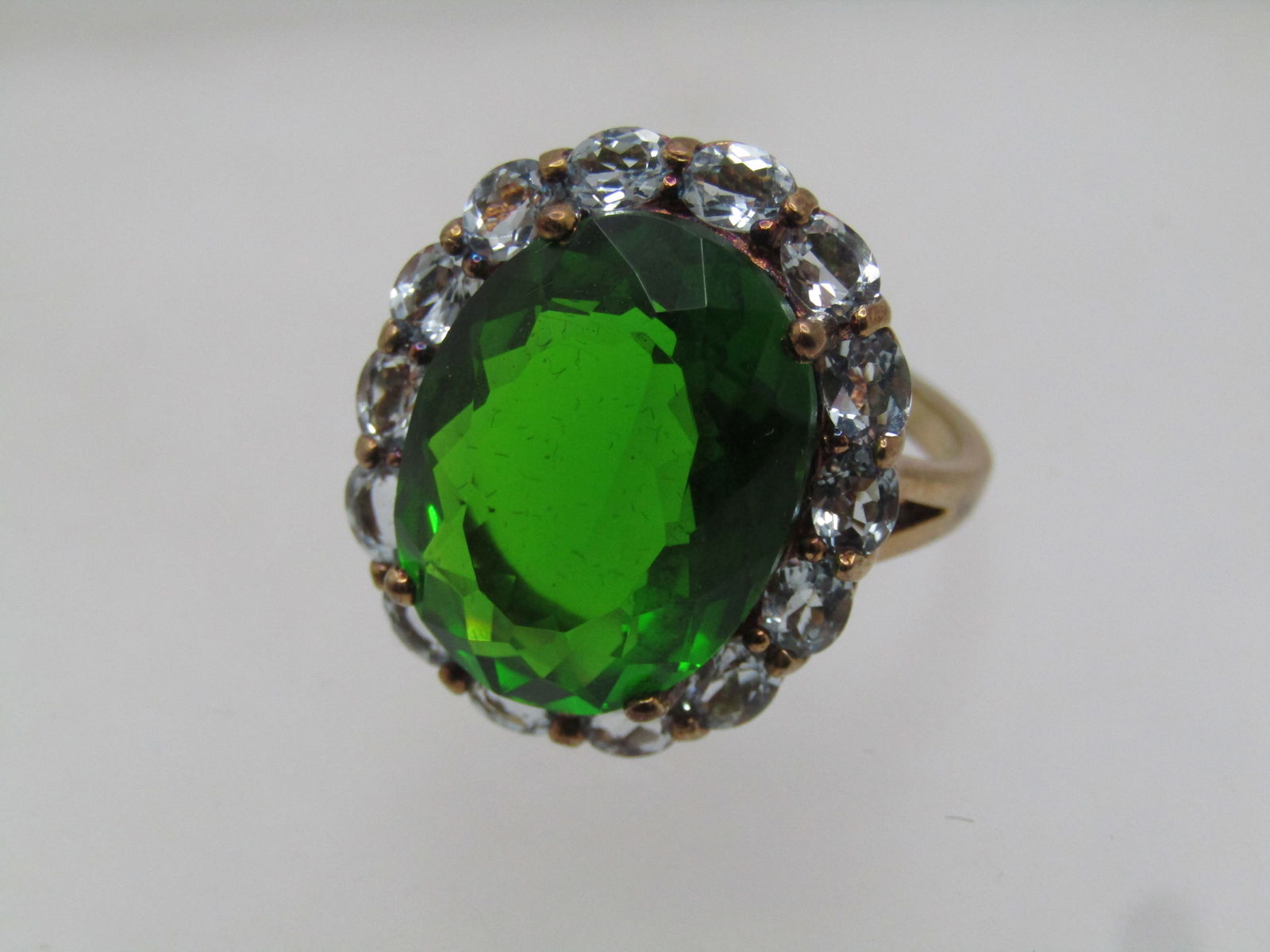 Vintage Sterling Vermeil Green & Blue Topaz Ring, Sz. 9.5, Stauer, 1990's-2000's - 6