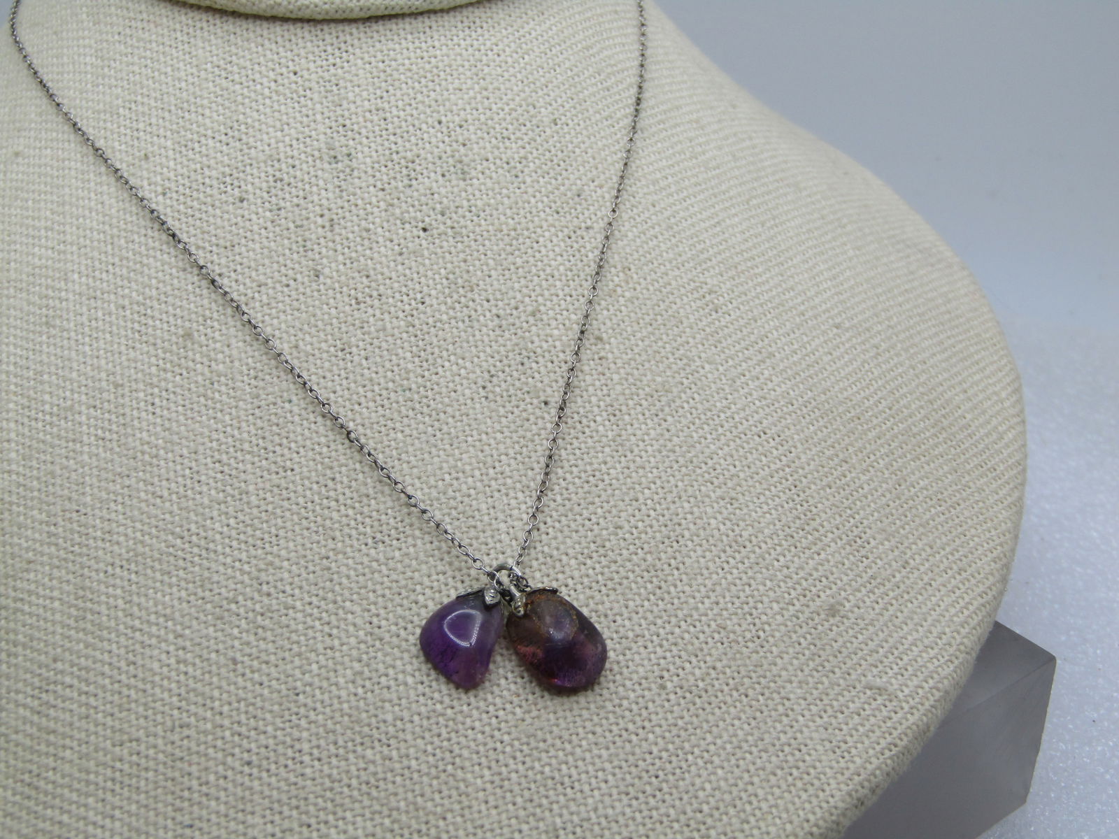Vintage Sterling Purple Quartz Necklace, 16", Mid-Century - 2