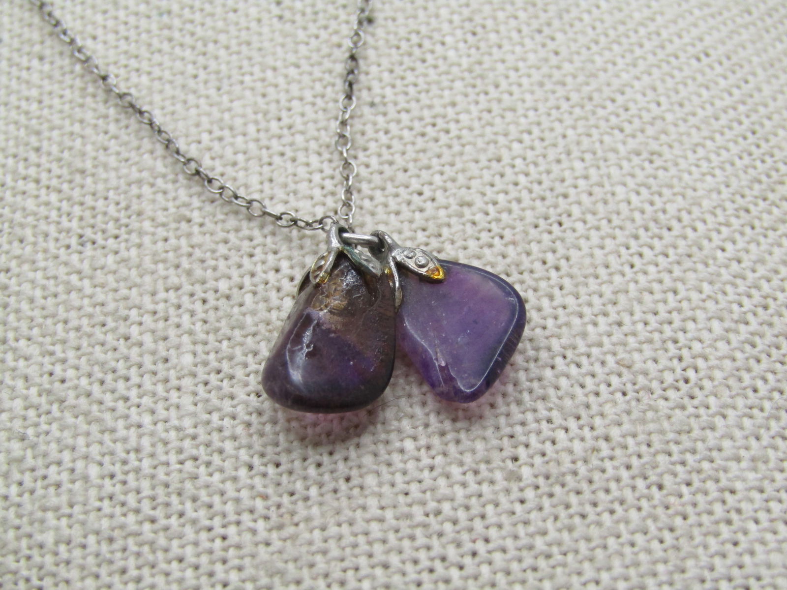 Vintage Sterling Purple Quartz Necklace, 16", Mid-Century - 4