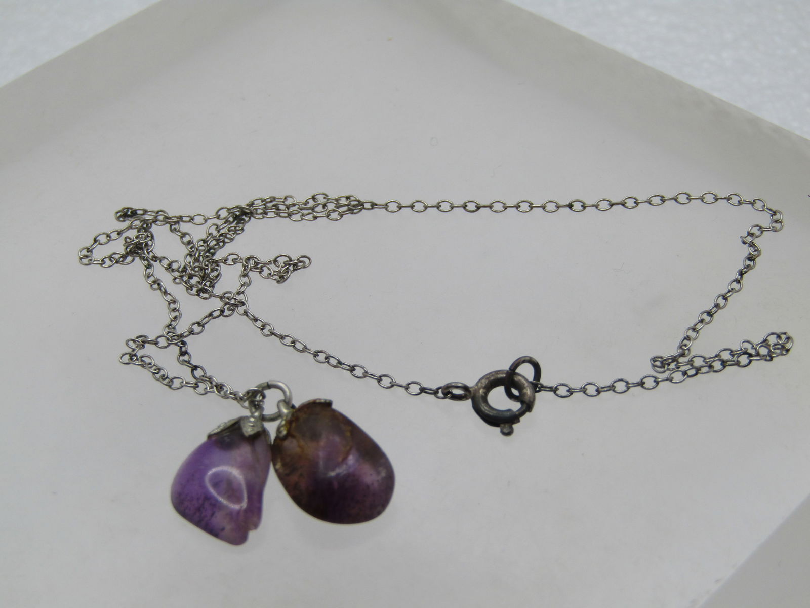 Vintage Sterling Purple Quartz Necklace, 16", Mid-Century - 5
