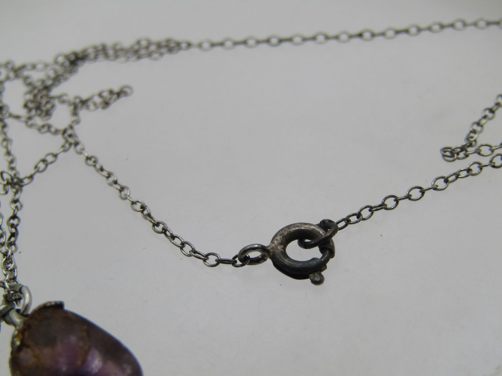 Vintage Sterling Purple Quartz Necklace, 16", Mid-Century - 6