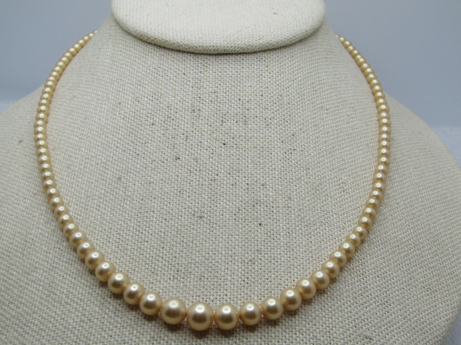 Vintage Graduated Faux Pearl Necklace, Sterling Silver Clasp, 17.5", 1940's-1950's, Signed. - 2