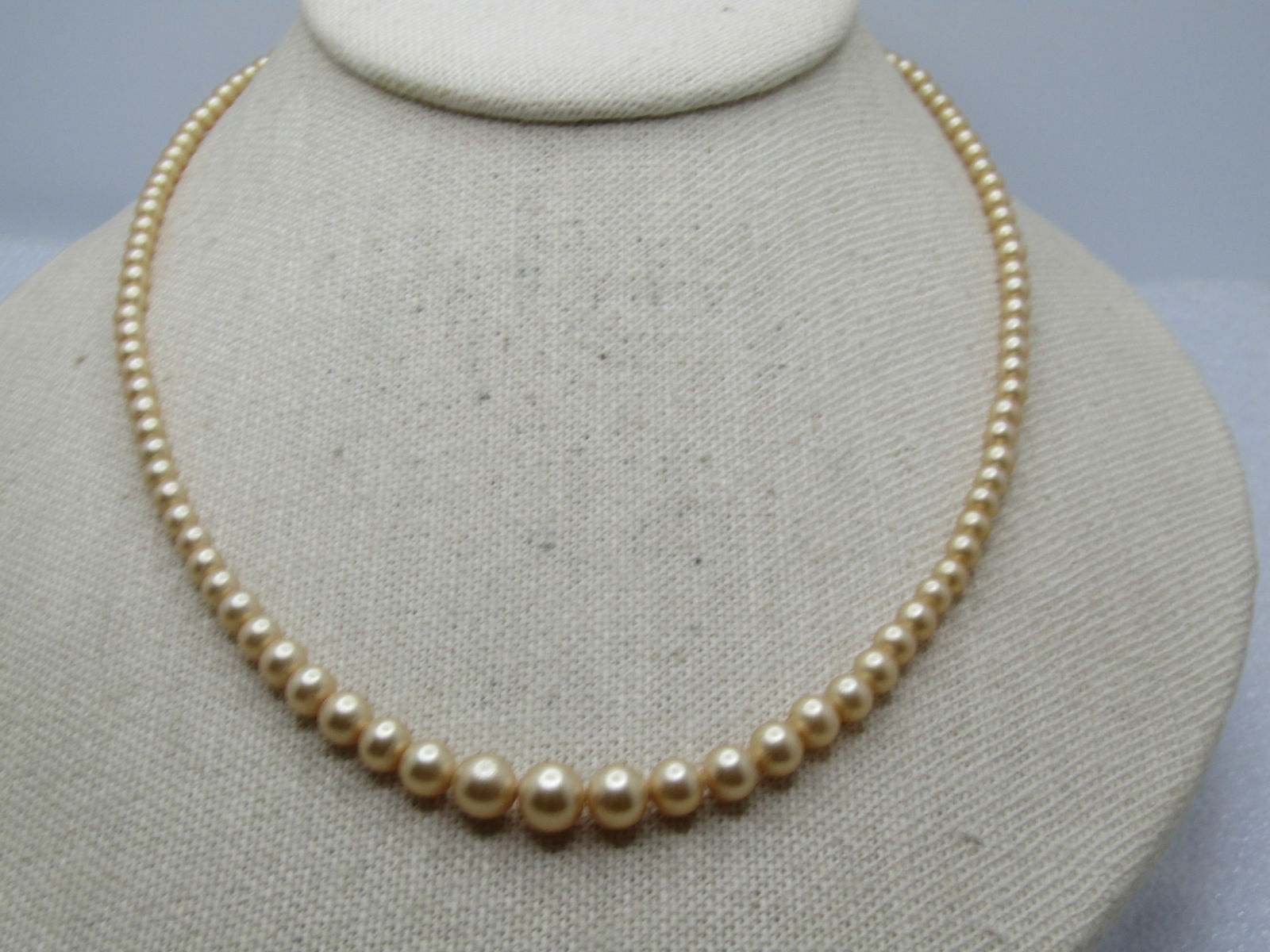 Vintage Graduated Faux Pearl Necklace, Sterling Silver Clasp, 17.5", 1940's-1950's, Signed. - 4