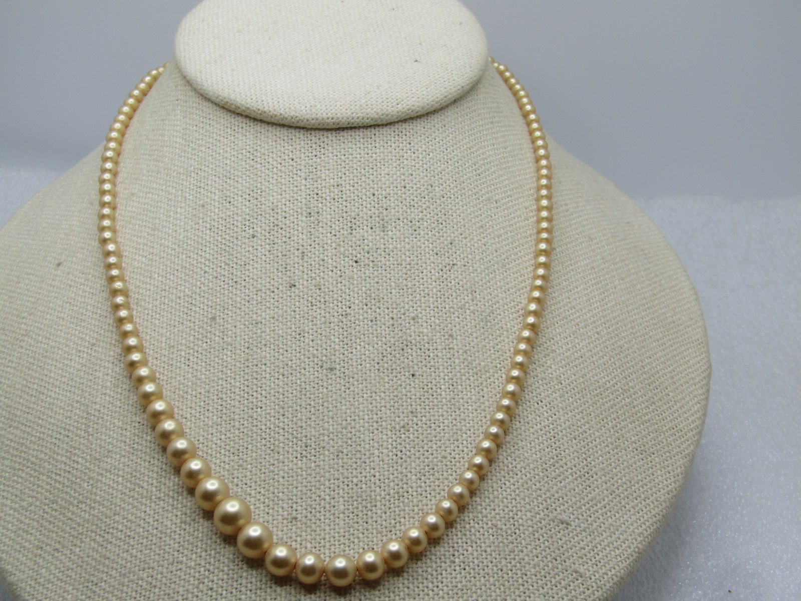 Vintage Graduated Faux Pearl Necklace, Sterling Silver Clasp, 17.5", 1940's-1950's, Signed. - 5