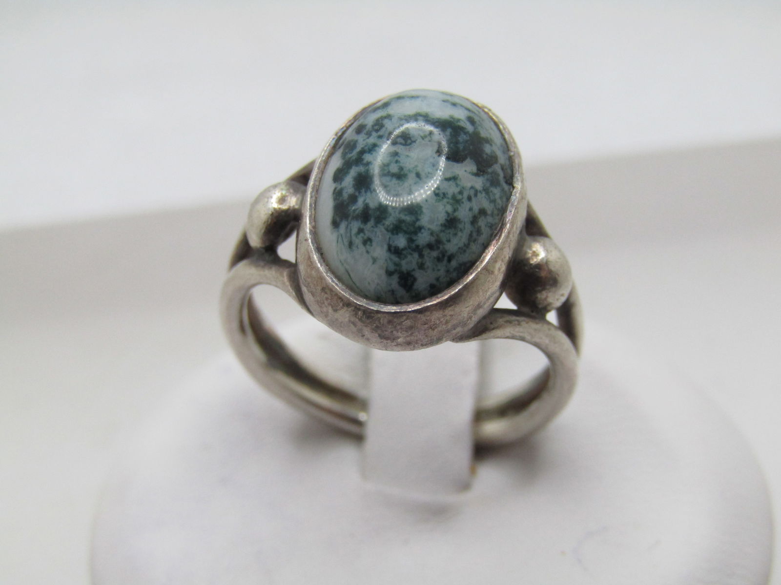 Vintage Sterling Agate Ring, Southwestern Vibe, Sz. 7.5, 1960's-1970's (1 of 7)