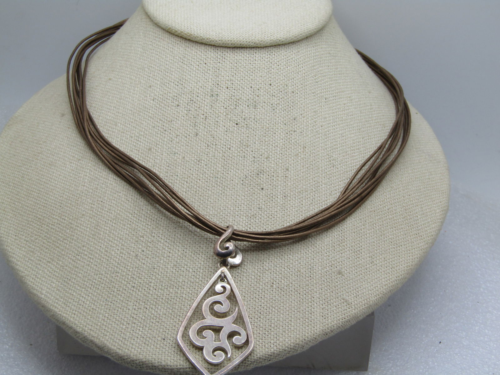 Vintage Multi-Strand Sterling Scrolled Necklace, Gold/Silver Tone, 20", 1990's. (1 of 8)