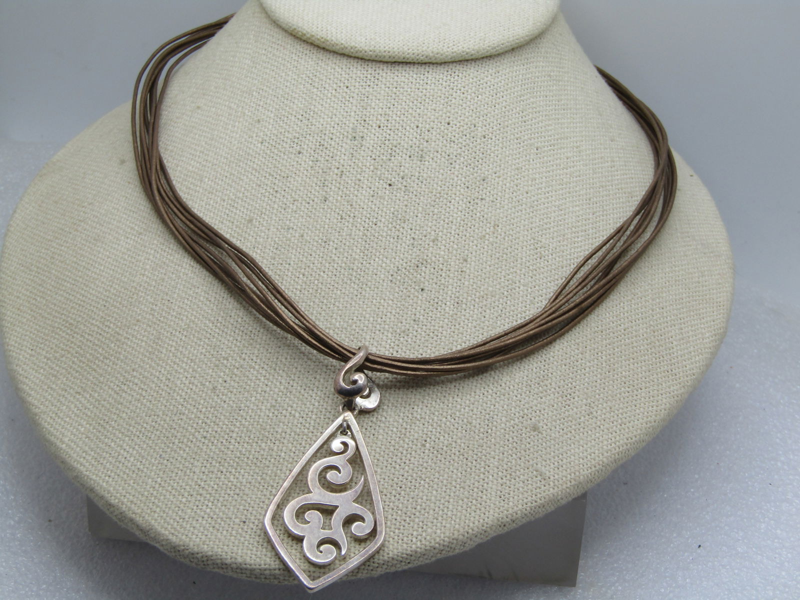 Vintage Multi-Strand Sterling Scrolled Necklace, Gold/Silver Tone, 20", 1990's. - 2