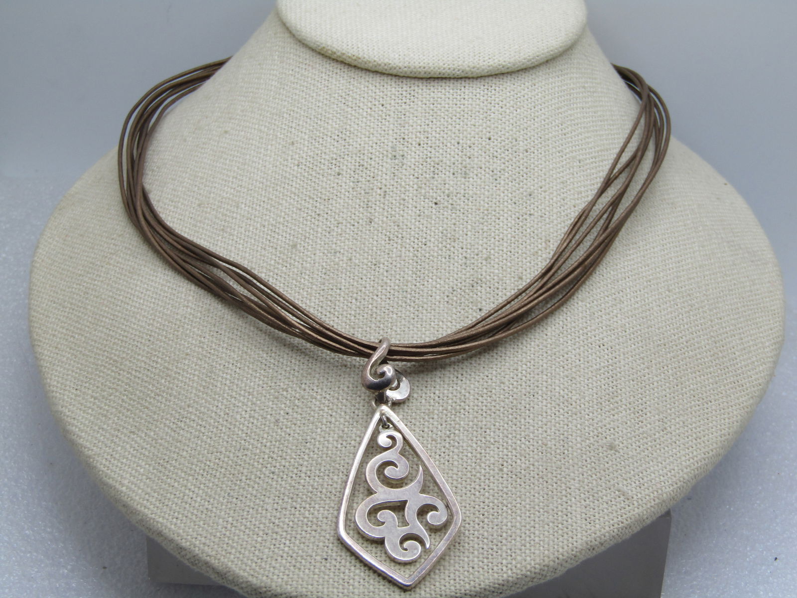 Vintage Multi-Strand Sterling Scrolled Necklace, Gold/Silver Tone, 20", 1990's. - 3