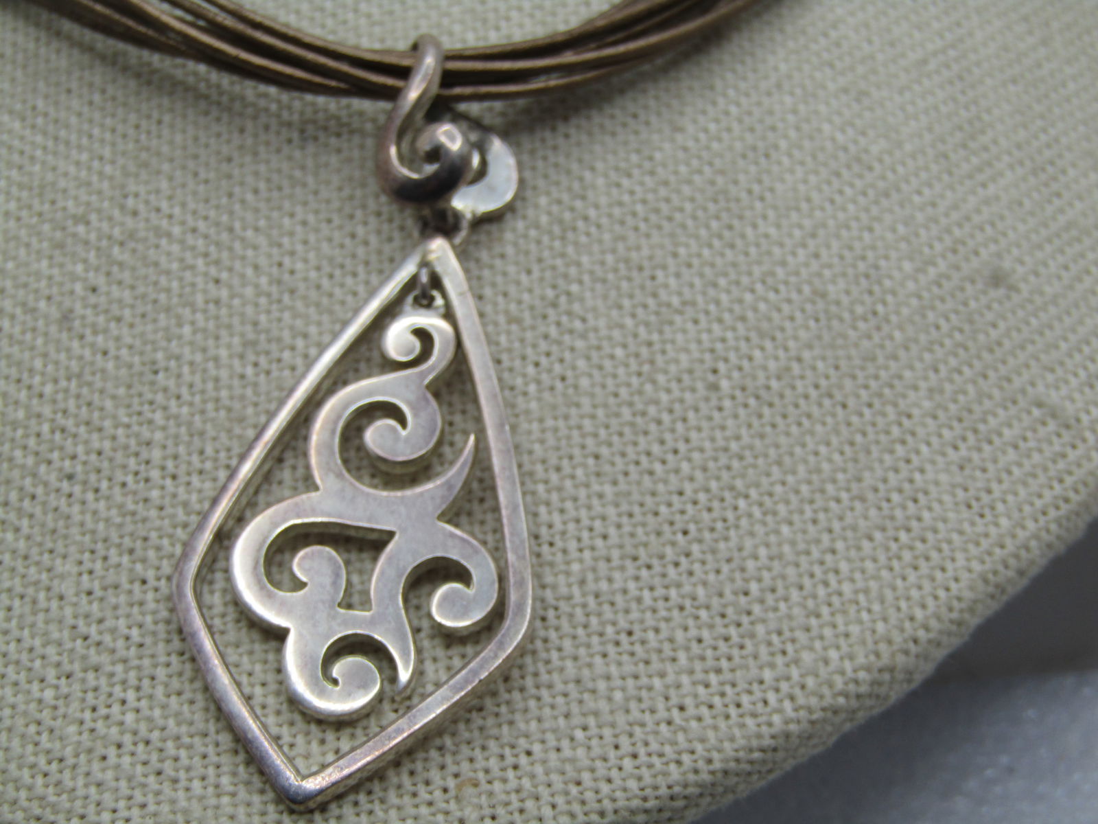 Vintage Multi-Strand Sterling Scrolled Necklace, Gold/Silver Tone, 20", 1990's. - 4