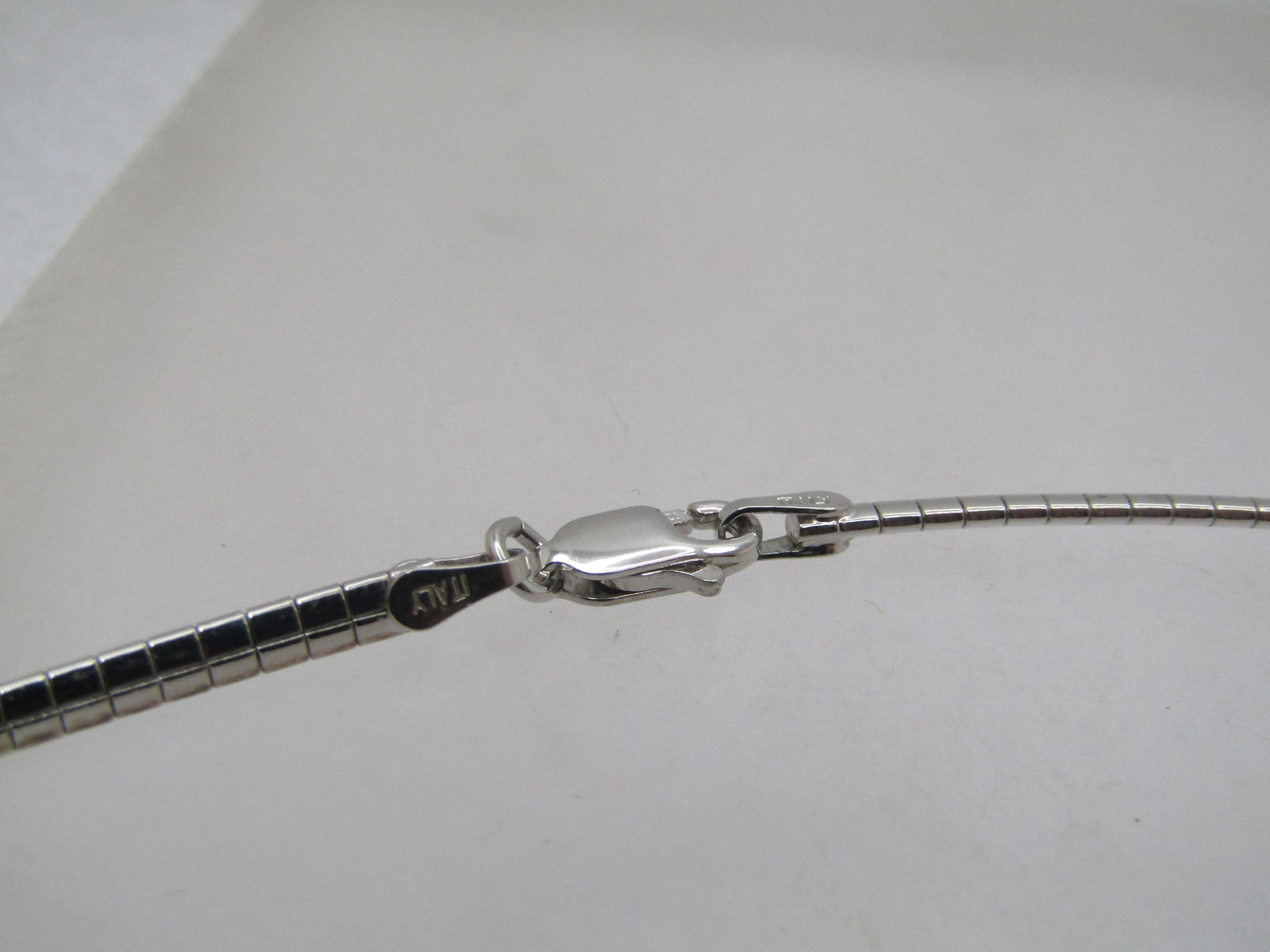 Vintage Sterling Omega Necklace with Clear Rhinestone Slide, 18", 1980's-1990's - 6