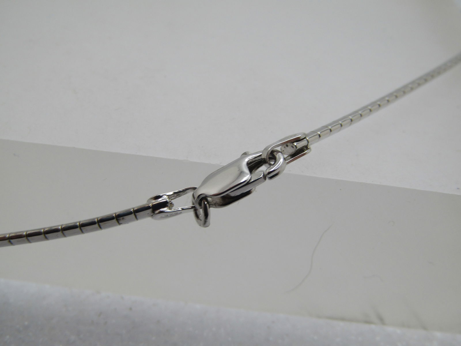 Vintage Sterling Omega Necklace with Clear Rhinestone Slide, 18", 1980's-1990's - 7