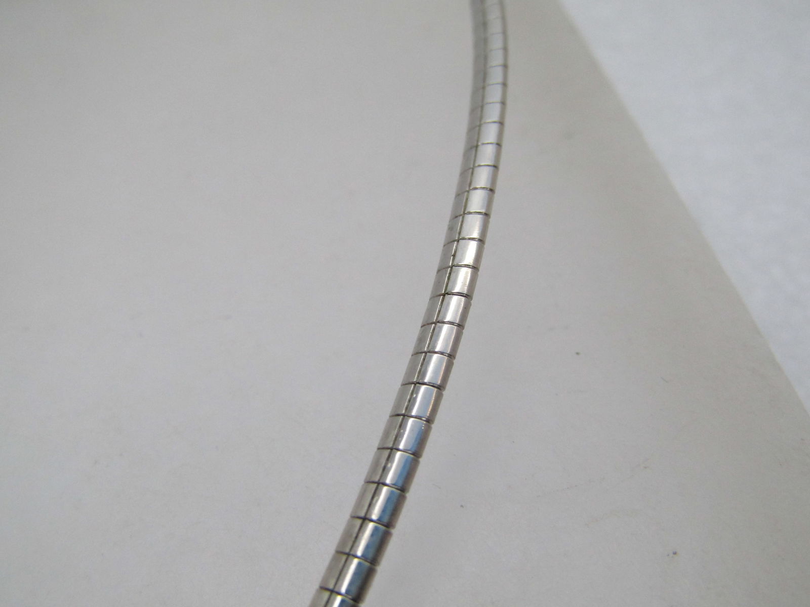 Vintage Sterling Omega Necklace with Clear Rhinestone Slide, 18", 1980's-1990's - 8