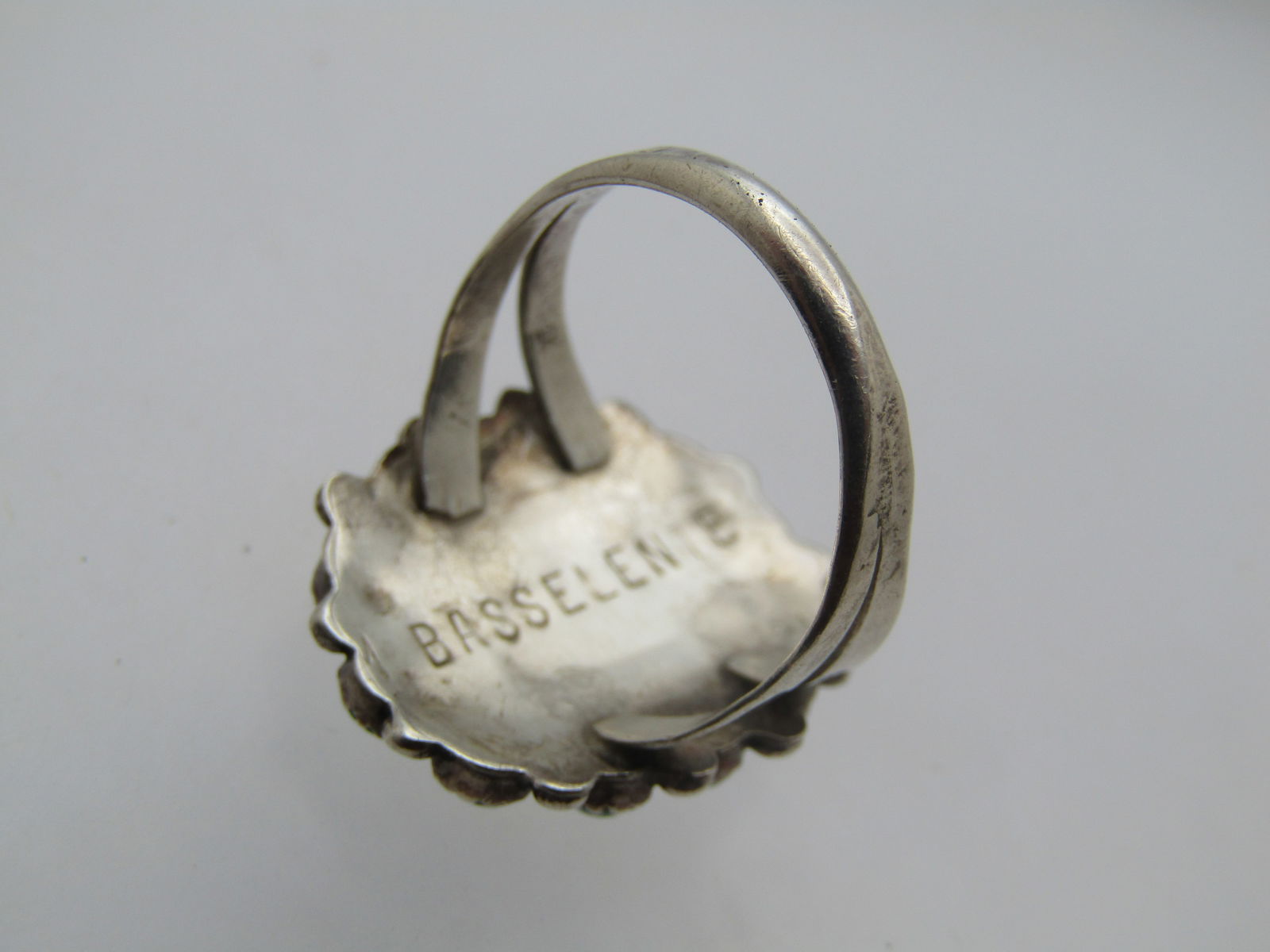 Vintage Sterling Southwestern Turquoise Petite Point Ring, Marie Basselente, Sz. 6.75, 1950's-1970's - 5