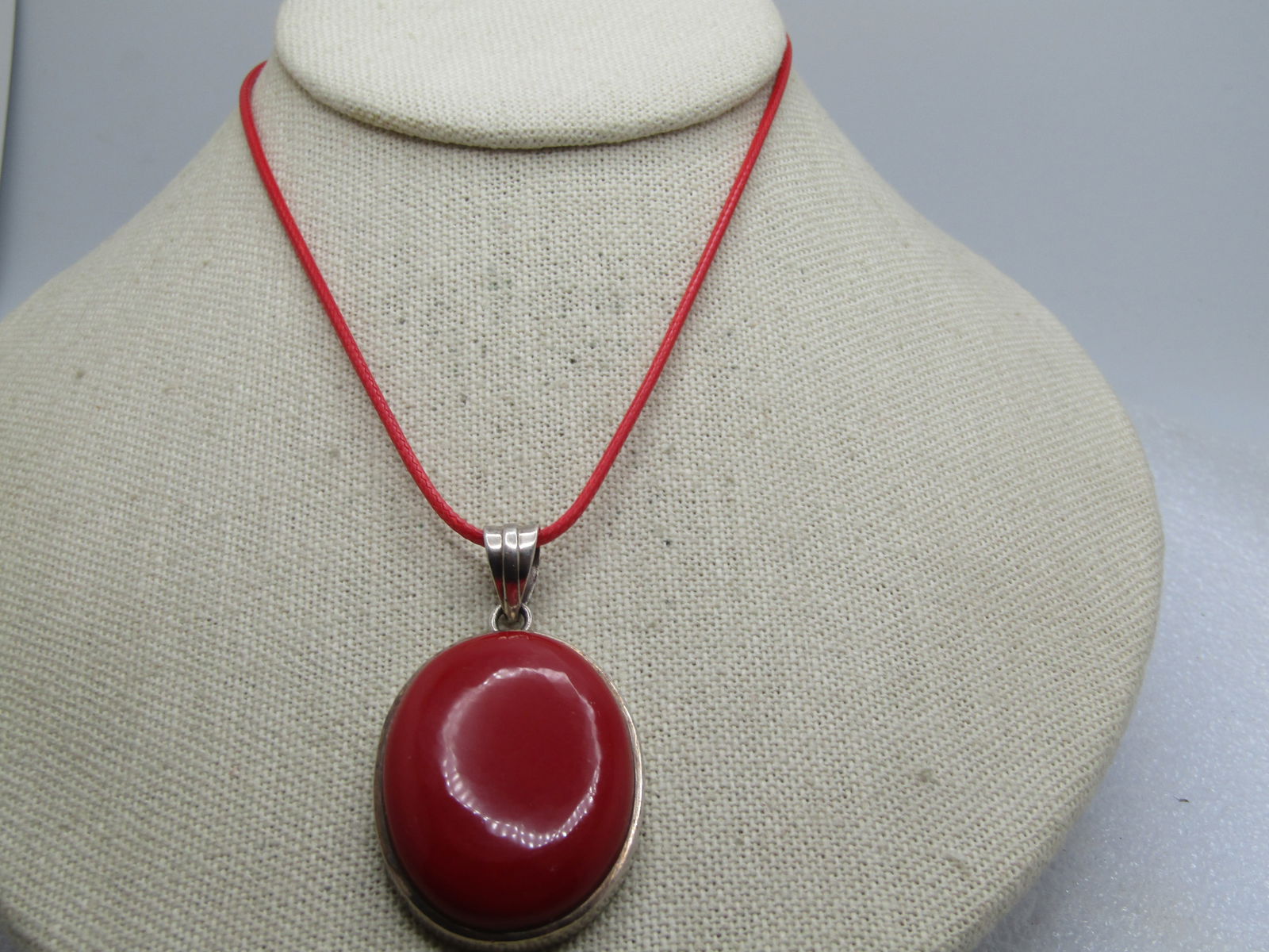 Vintage Sterling Faux Red Agate Necklace, 18"-20", 1990's, Southwestern Appeal. (1 of 10)