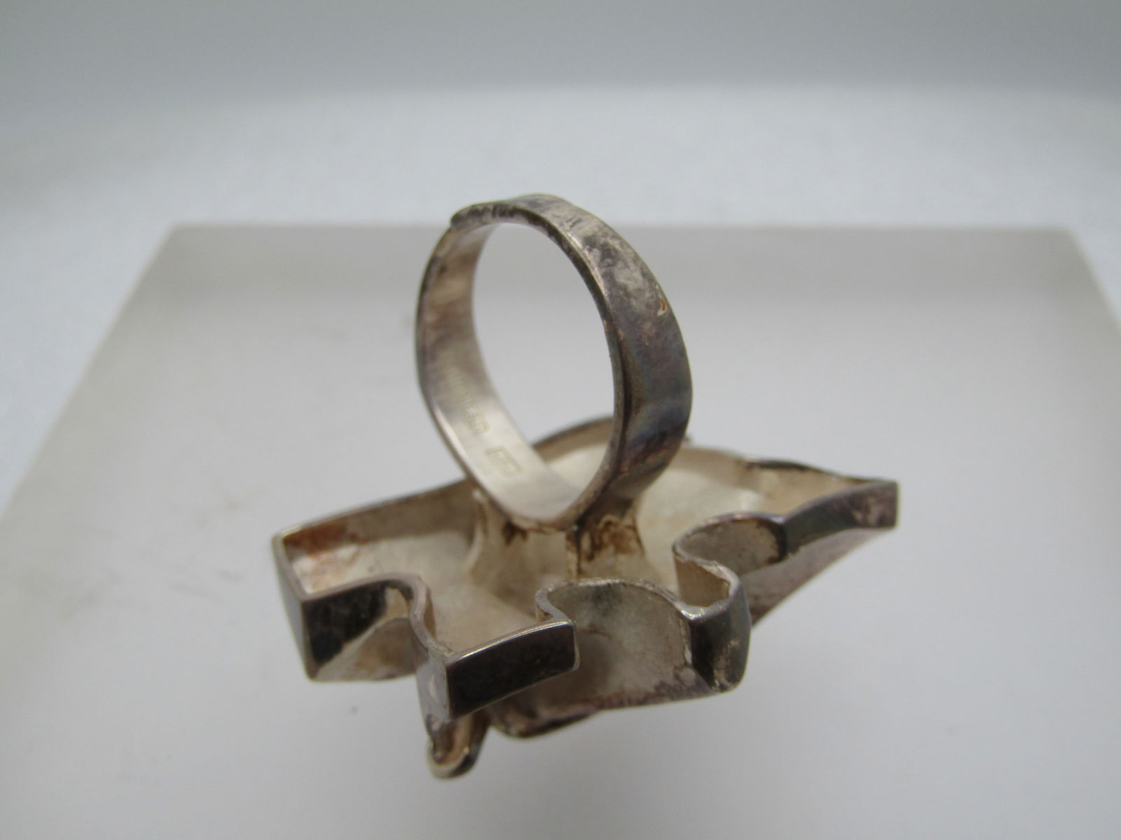 Vintage Sterling Brutalist Sculpted Ring, Sz. 7-10, Signed MJH Matti J. Hyvarinen, 1970's - 5