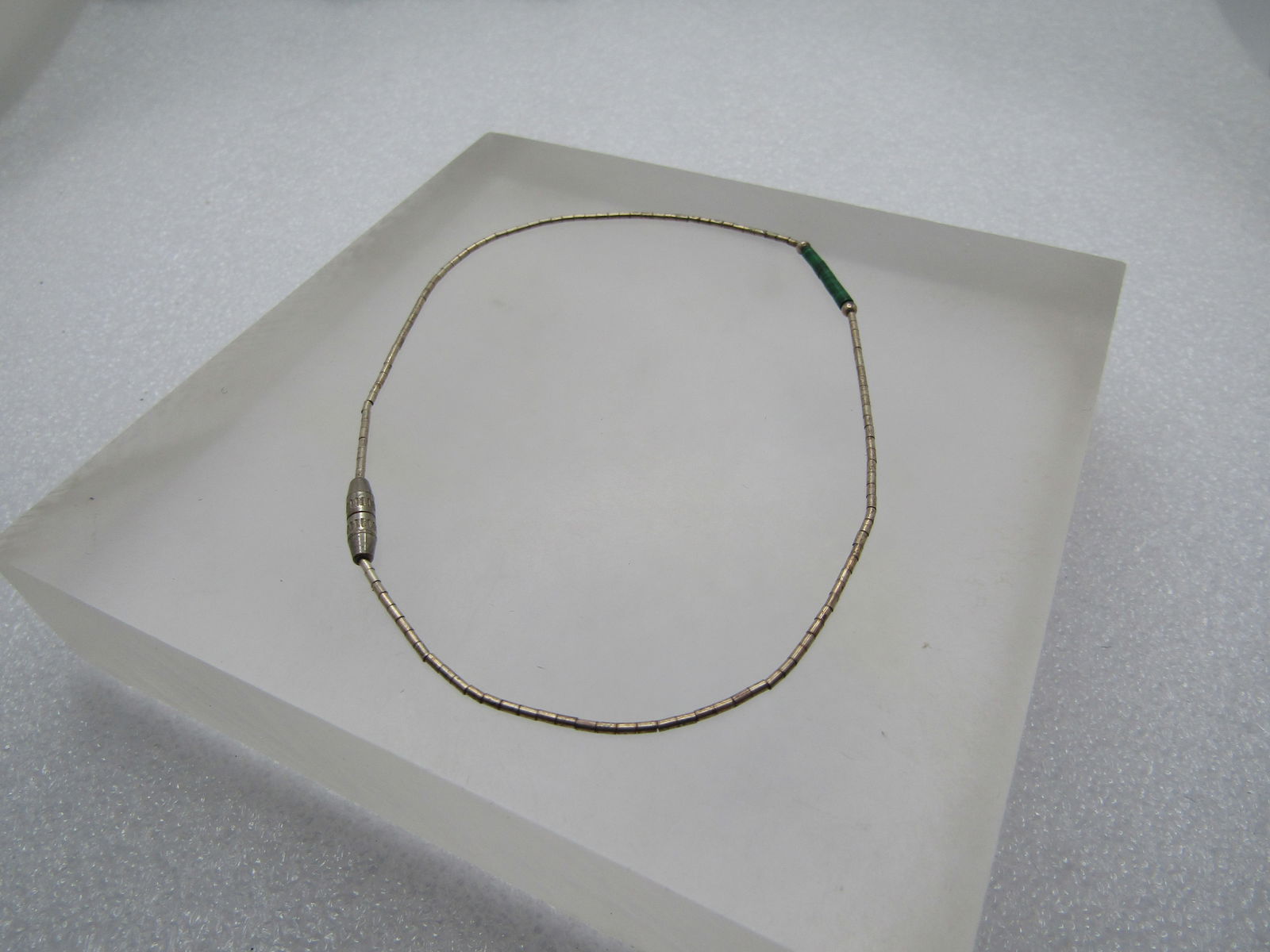 Vintage Sterling Malachite Ankle Bracelet 9", 1960's-1980'sSouthwestern Theme. Unisex - 4