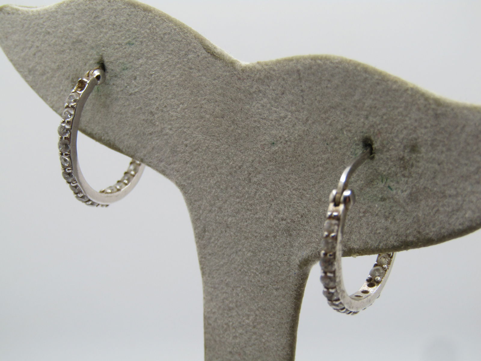 Sterling CZ Hoop Earrings, Pierced, Signed DBJ (1 of 5)