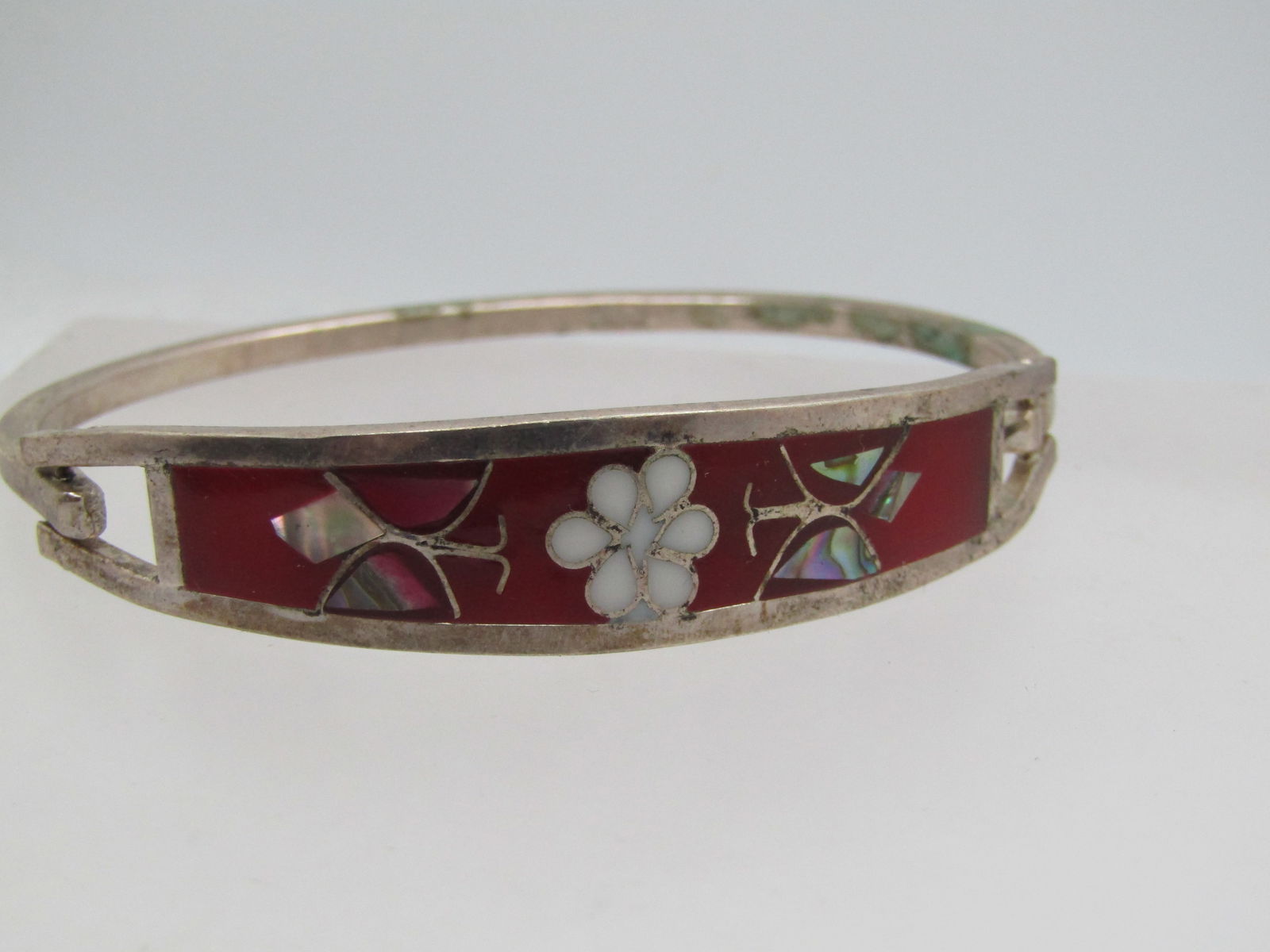 Vintage Sterling Inlaid Bracelet, Taxco, Mexico, 6.75, 1960's-1980's (1 of 7)