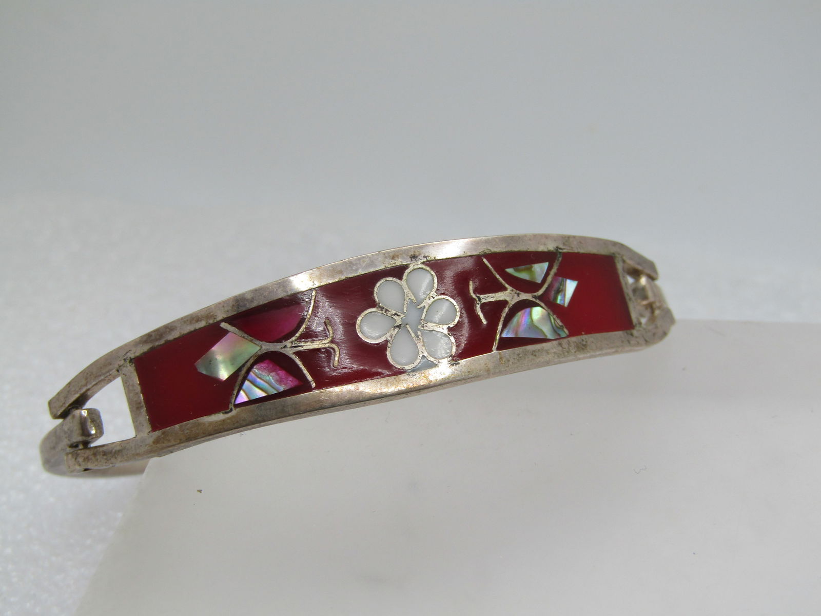 Vintage Sterling Inlaid Bracelet, Taxco, Mexico, 6.75, 1960's-1980's - 2