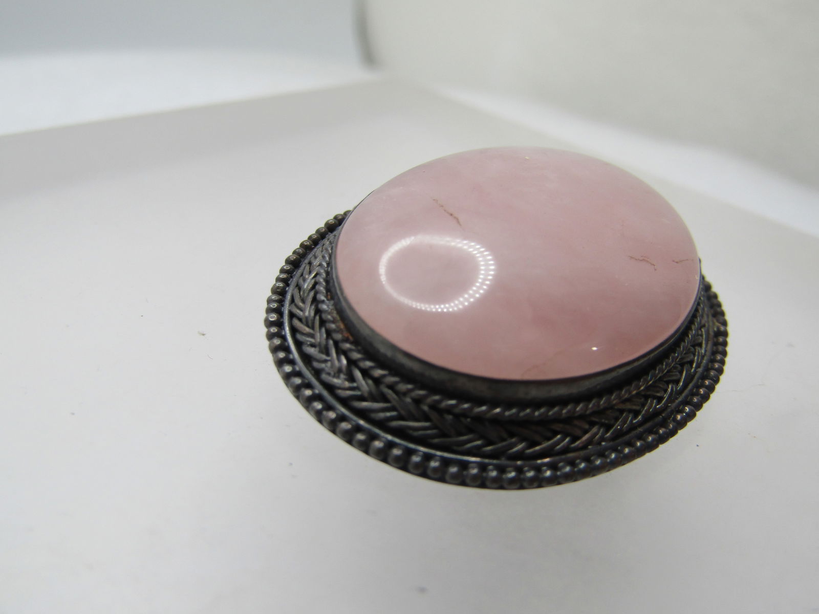 Vintage Sterling Pink Quartz Brooch, 1950's-1960's - 3
