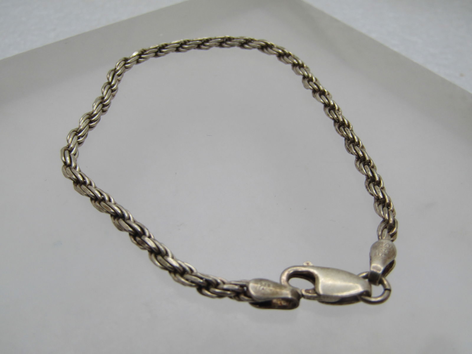 Vintage Sterling Twisted Rope Bracelet, 7-1/8", 2.5mm, 1980's-1990's (1 of 6)