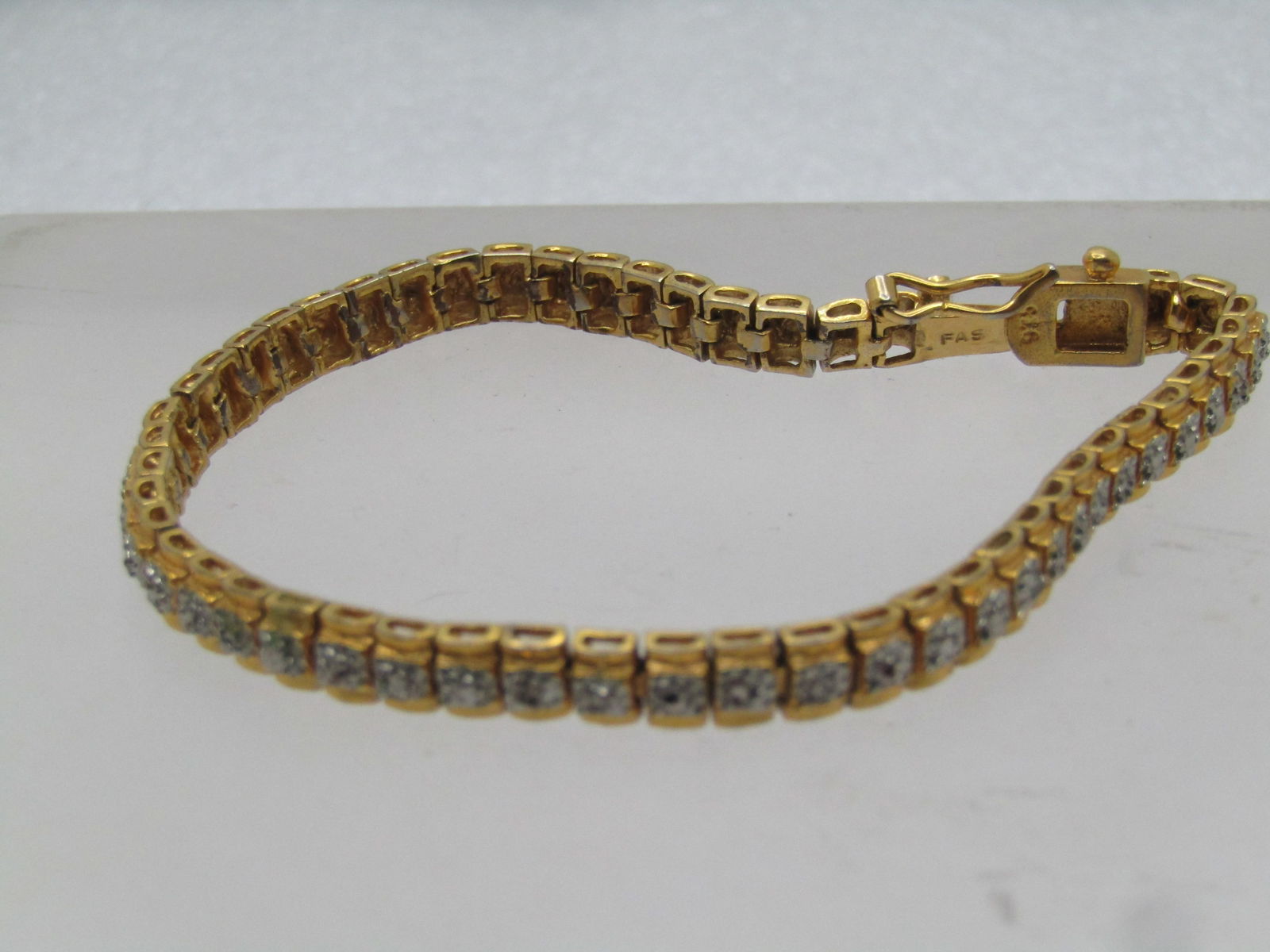 Vintage Sterling Goldwashed Illusion Tennis Bracelet 7", 1980's-1990's - 4