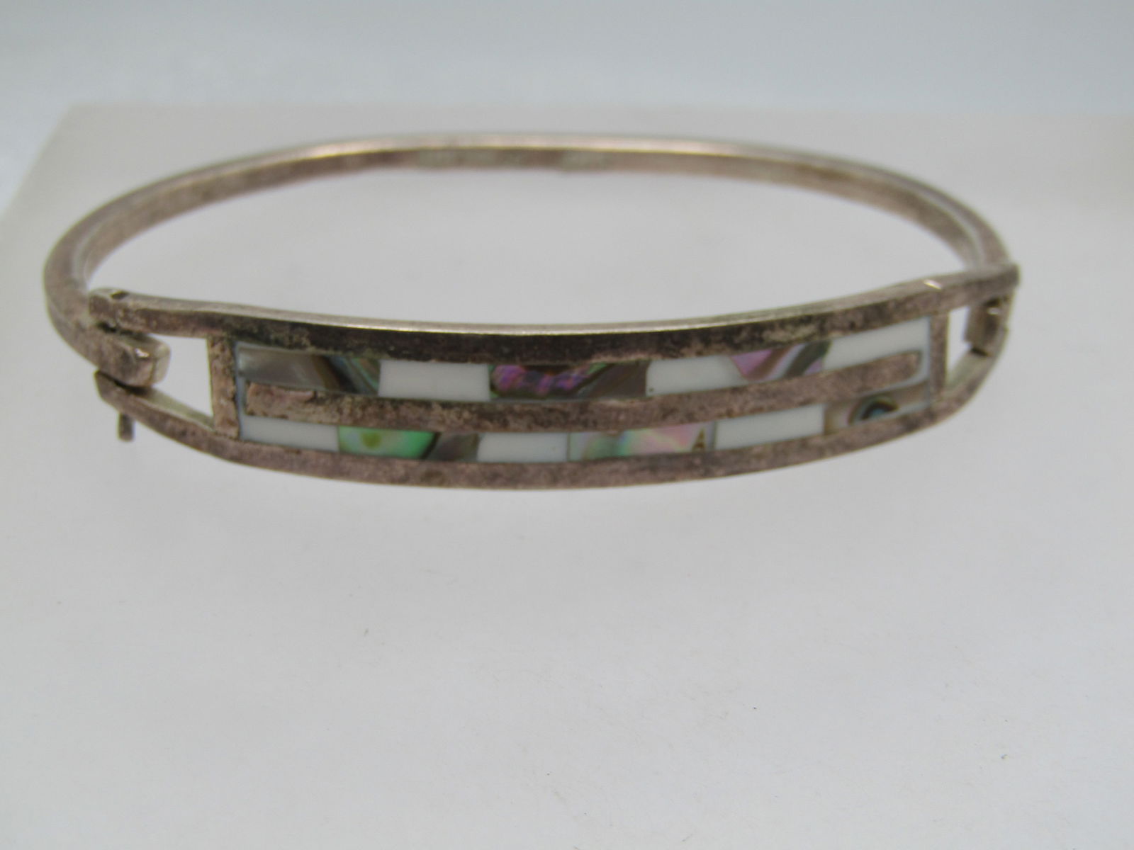 Vintage Sterling Inlaid Bracelet, Taxco, Mexico, 1960's-1980's. 6.75" (1 of 6)