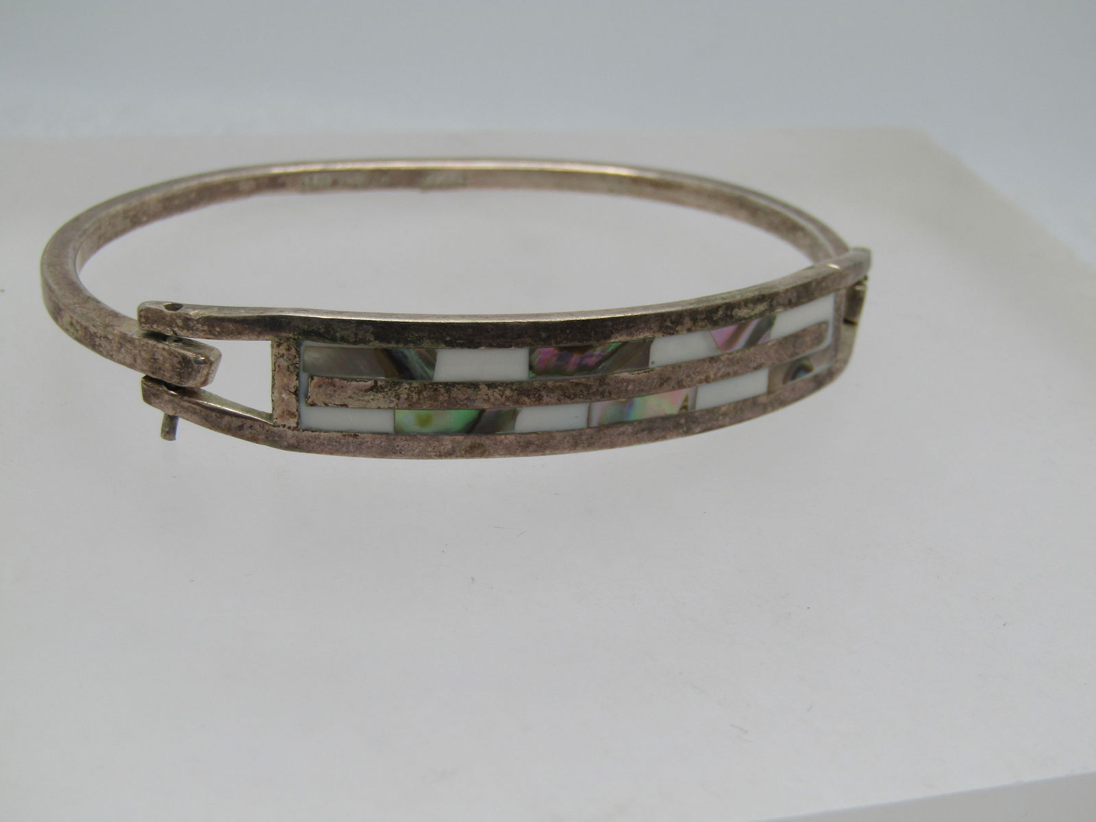 Vintage Sterling Inlaid Bracelet, Taxco, Mexico, 1960's-1980's. 6.75" - 2