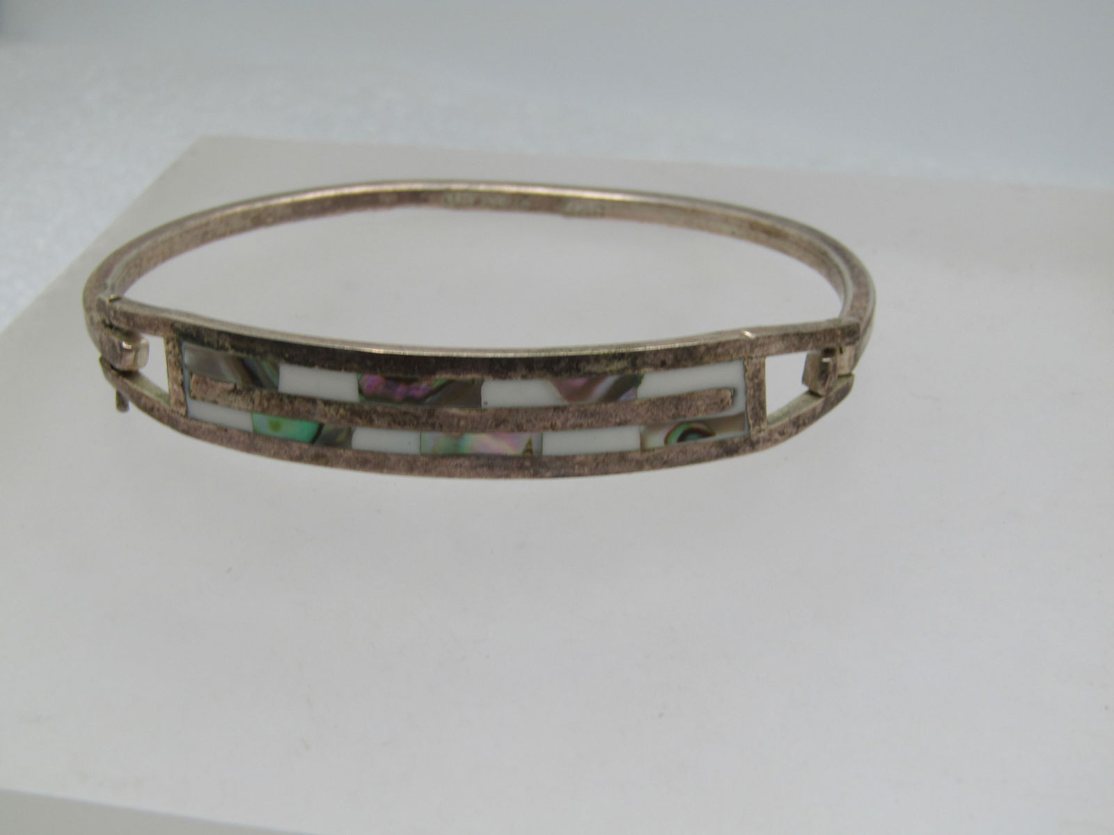 Vintage Sterling Inlaid Bracelet, Taxco, Mexico, 1960's-1980's. 6.75" - 3