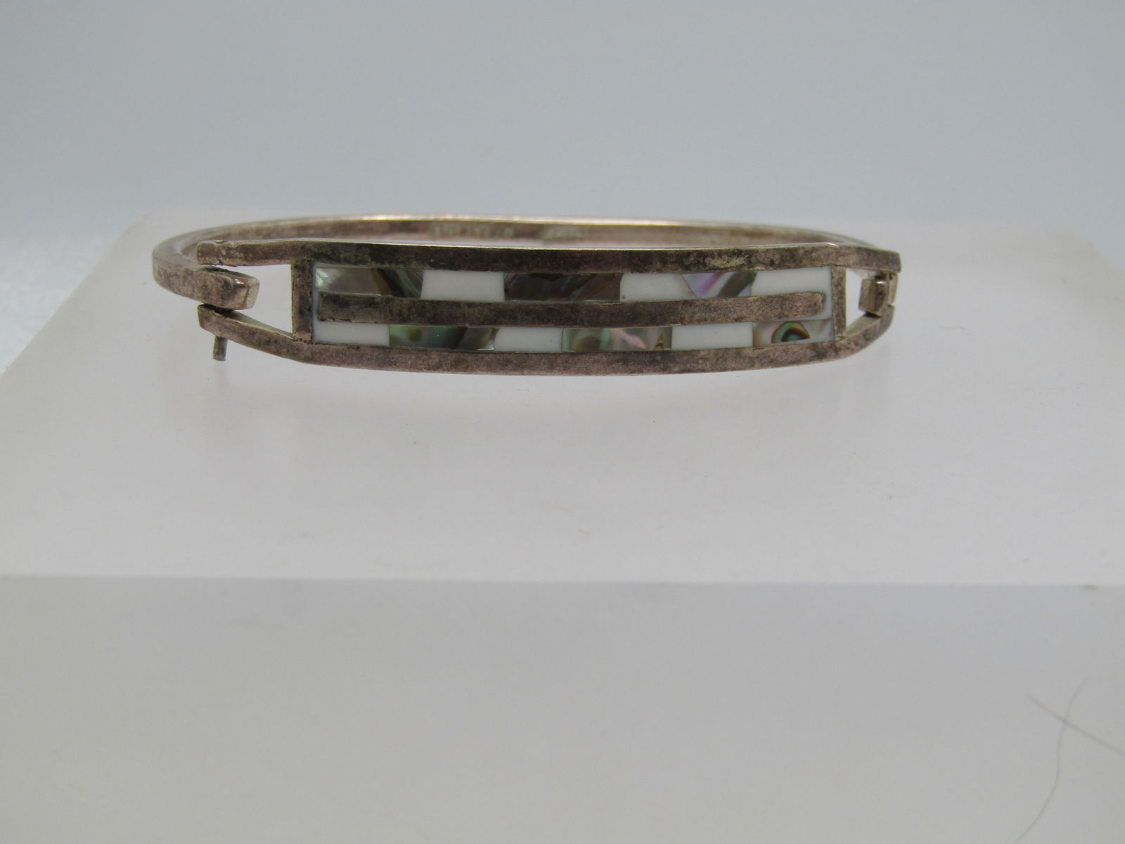 Vintage Sterling Inlaid Bracelet, Taxco, Mexico, 1960's-1980's. 6.75" - 4