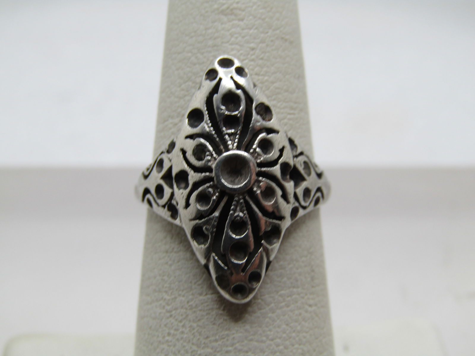 Vintage Sterling Pointed Ring, Signed Fishson, Sz. 6, Mid-Century (1 of 6)