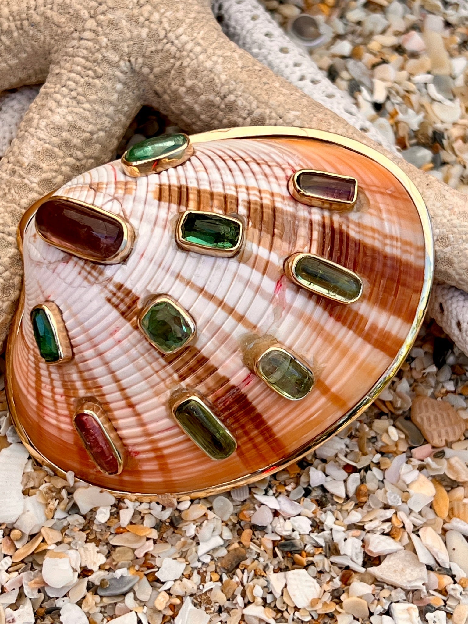 Calista Shell 14-karat Gold Pendant with Tourmaline - 2