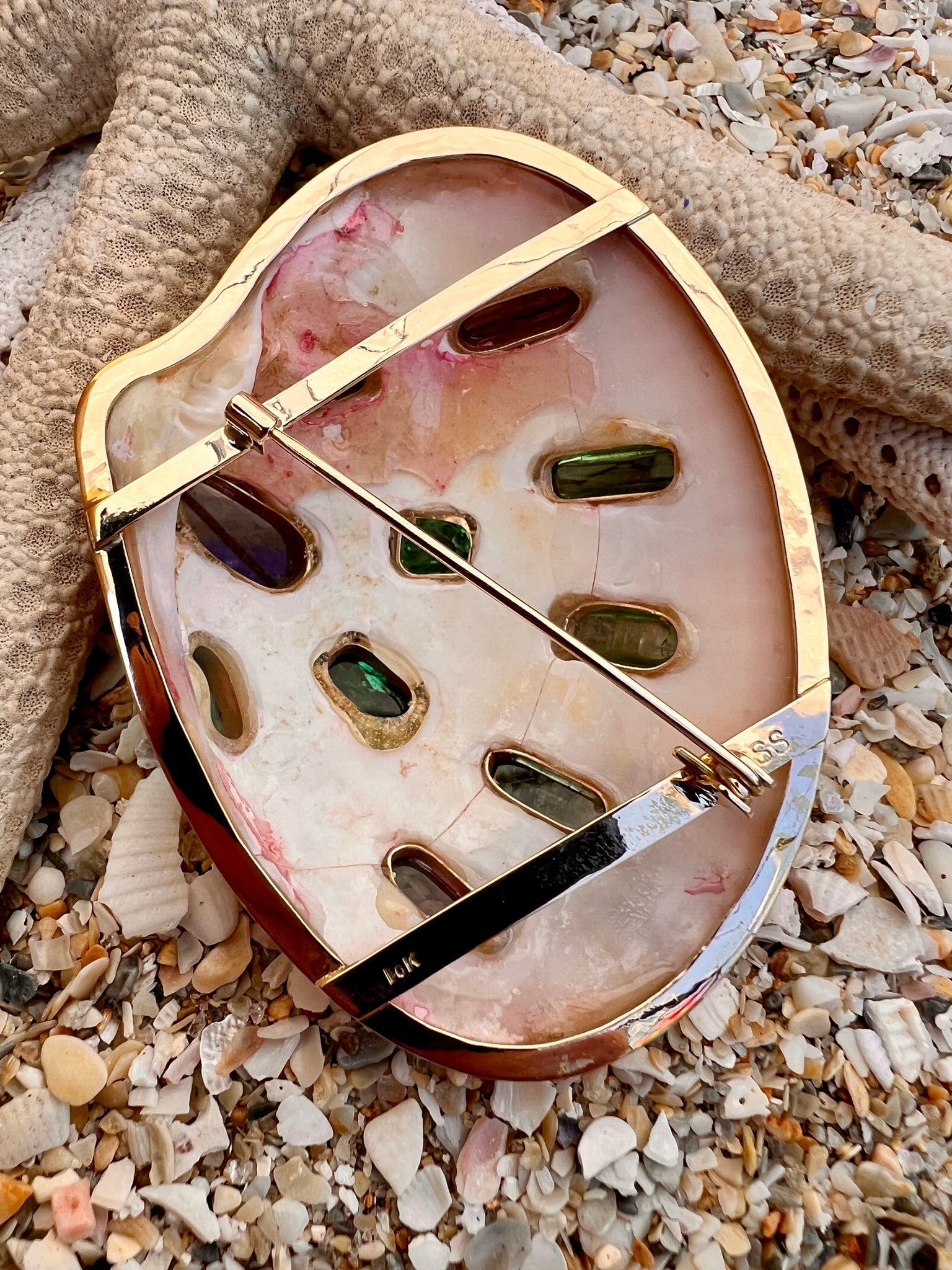 Calista Shell 14-karat Gold Pendant with Tourmaline - 3