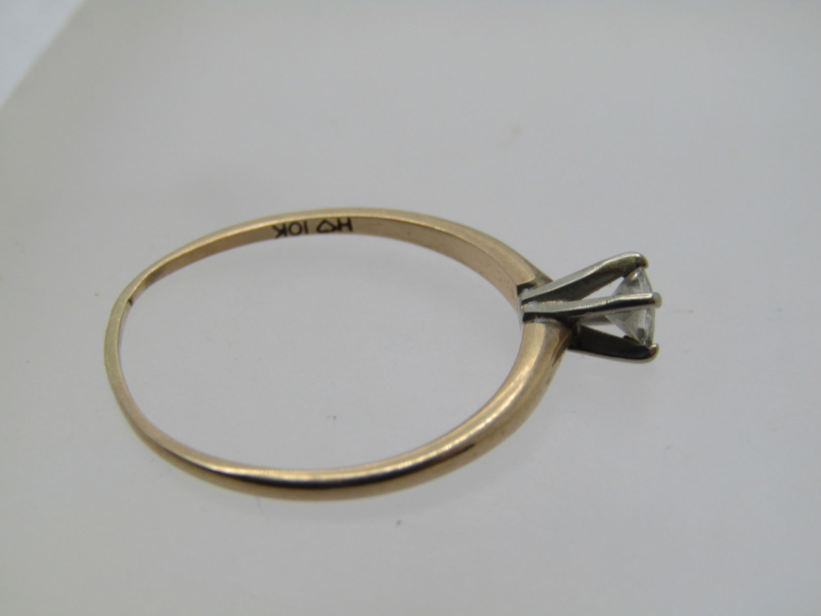 Vintage 10kt Square Diamond Engagement Ring, .18 CTW, Sz. 9.5, Signed - 5