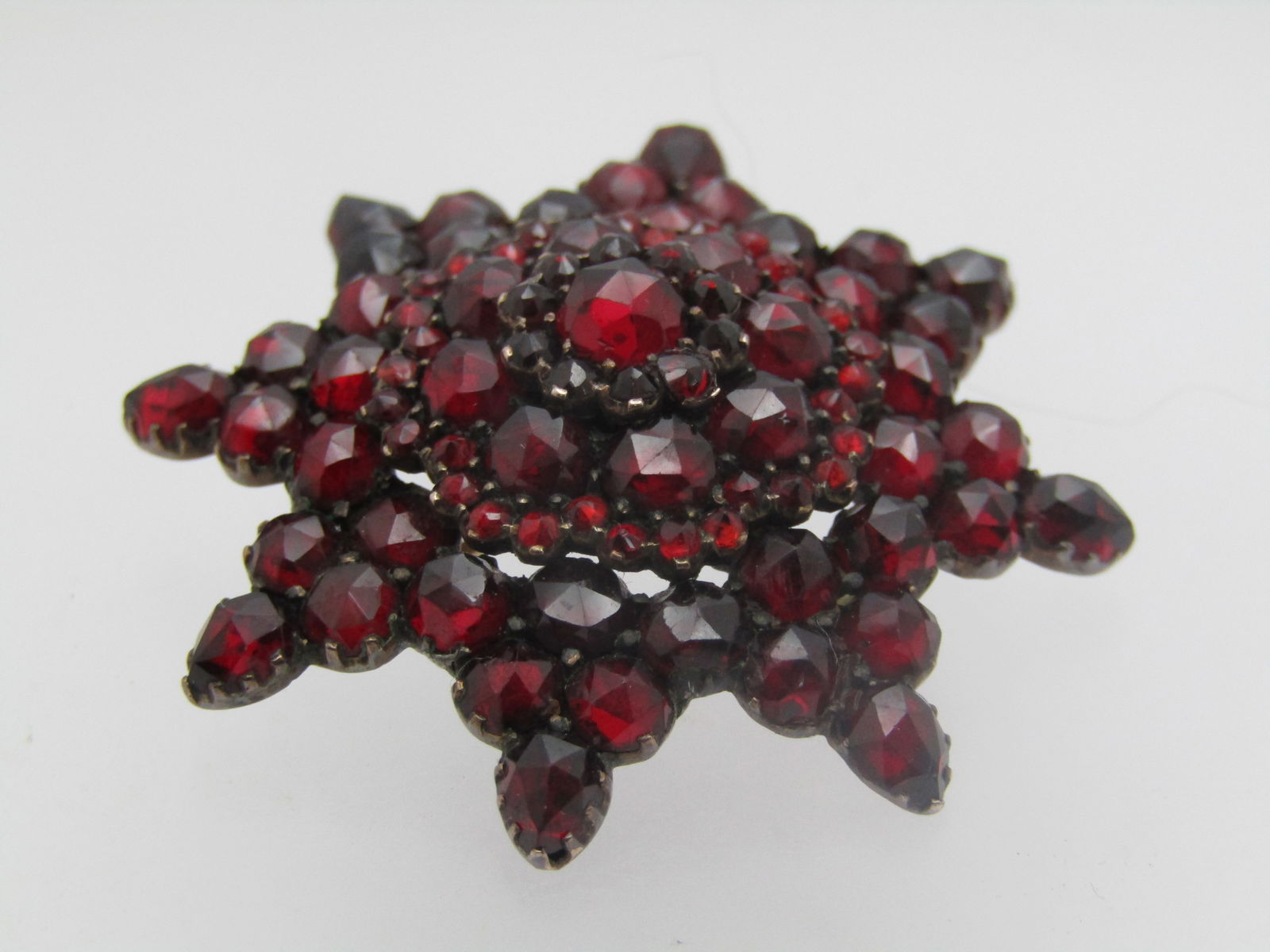Antique 14kt Bohemian Garnet Brooch/Pendant, Star Shaped, Early 1900's (1 of 6)