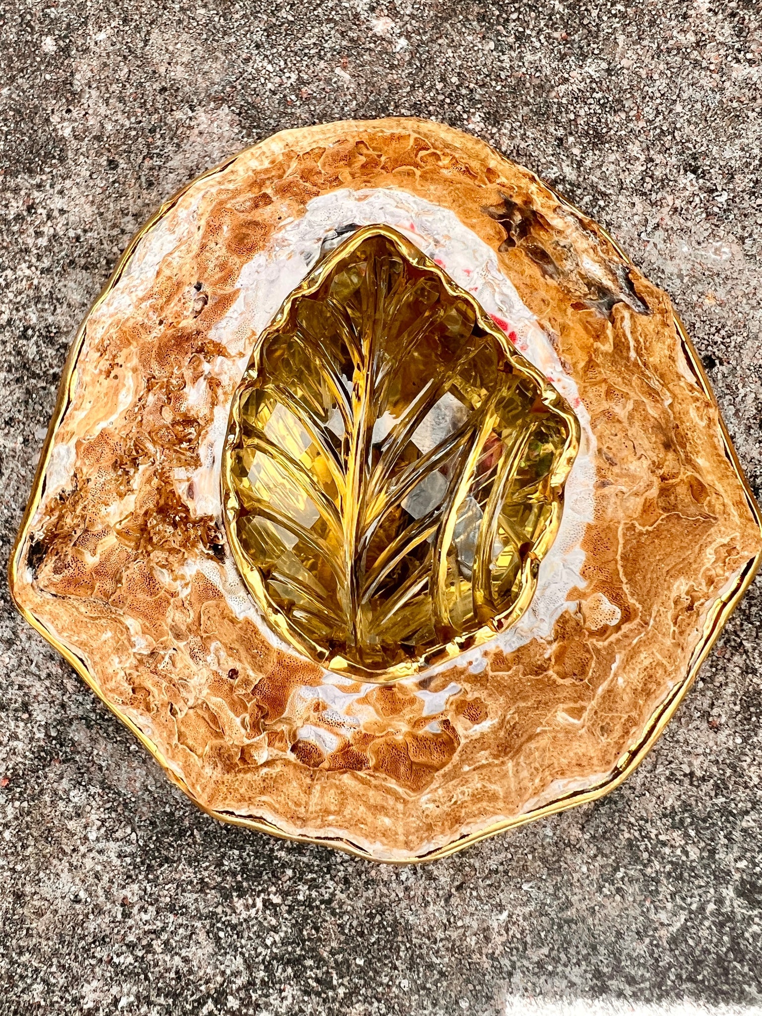 Large African Limpet Brooch with Carved Citrine: Title:Large African Limpet Brooch with Carved CitrineDescription:Abnormally large Citrine, set in a fabulous, crusty African Limpet and made into a Vermeil Brooch. I got the stone from South Africa.