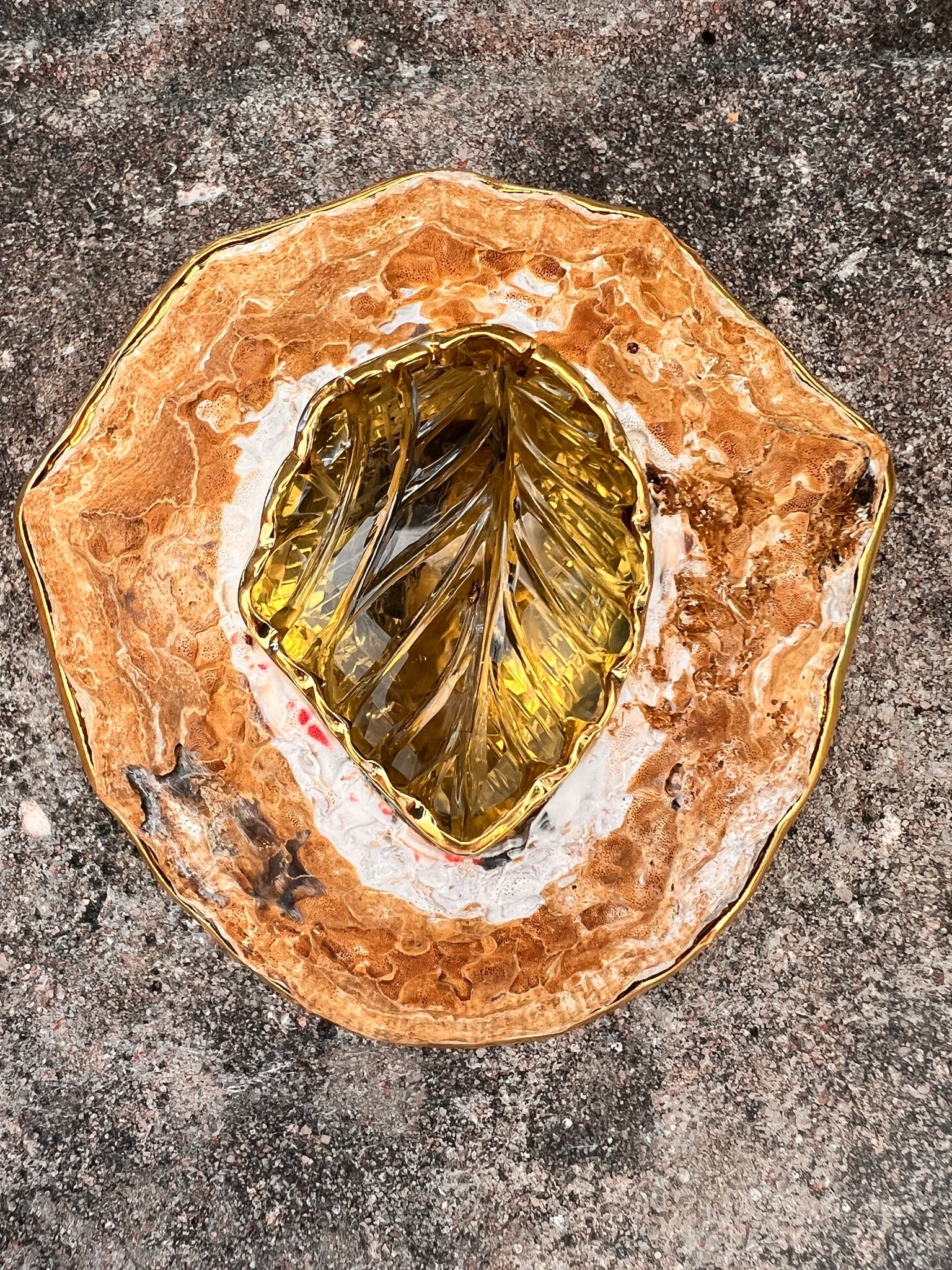 Large African Limpet Brooch with Carved Citrine - 2