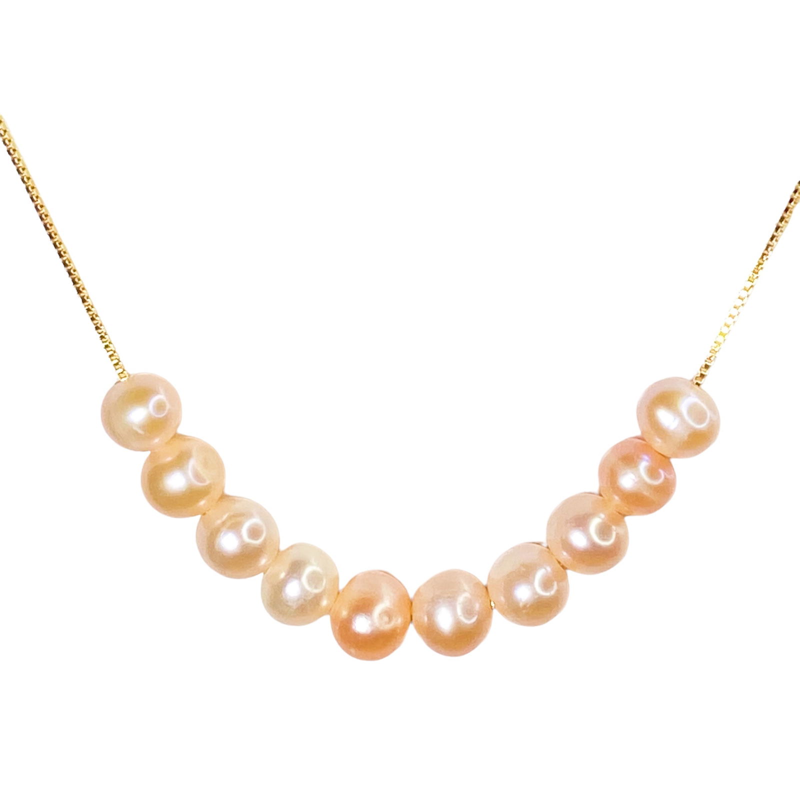 10pcs Freshwater pearls Smile Face Designed 18KGP Necklace: Title:10pcs Freshwater pearls Smile Face Designed 18KGP NecklaceDescription:10pcs Freshwater pearls Smile Face Designed 18KGP Necklace A beautiful necklace of multi-coloured Freshwater pearls, which