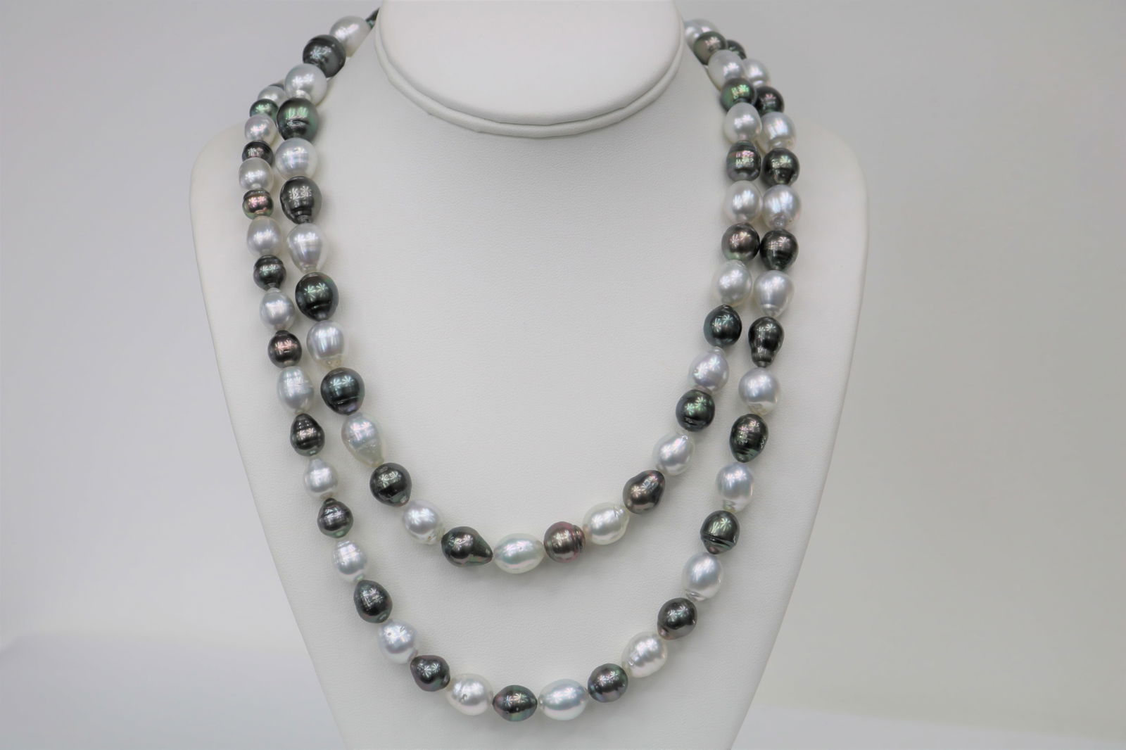 7-11mm Tahitian and SouthSea Multi Color Drop Baroque Long Necklace with 14k Clasp (1 of 3)