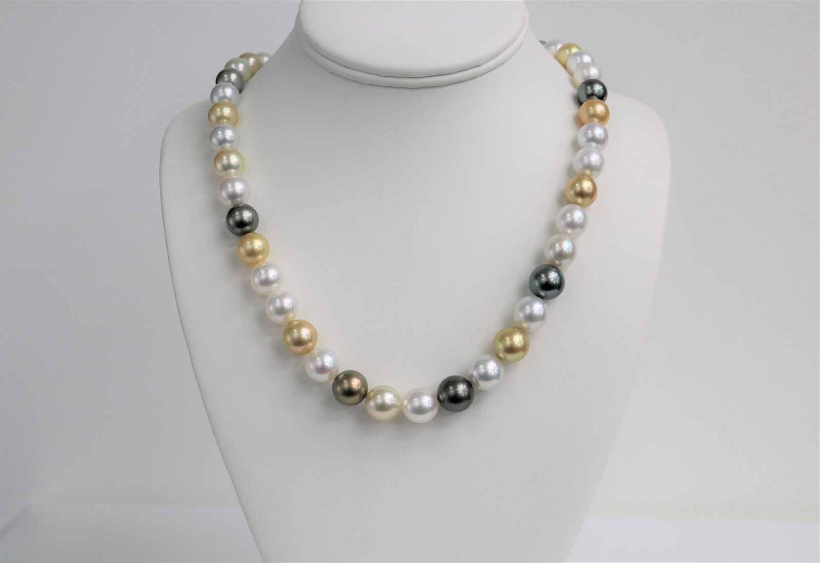 10-12mm Golden South Sea and Tahitian Multi Color Round Necklace with 14k Clasp (1 of 3)