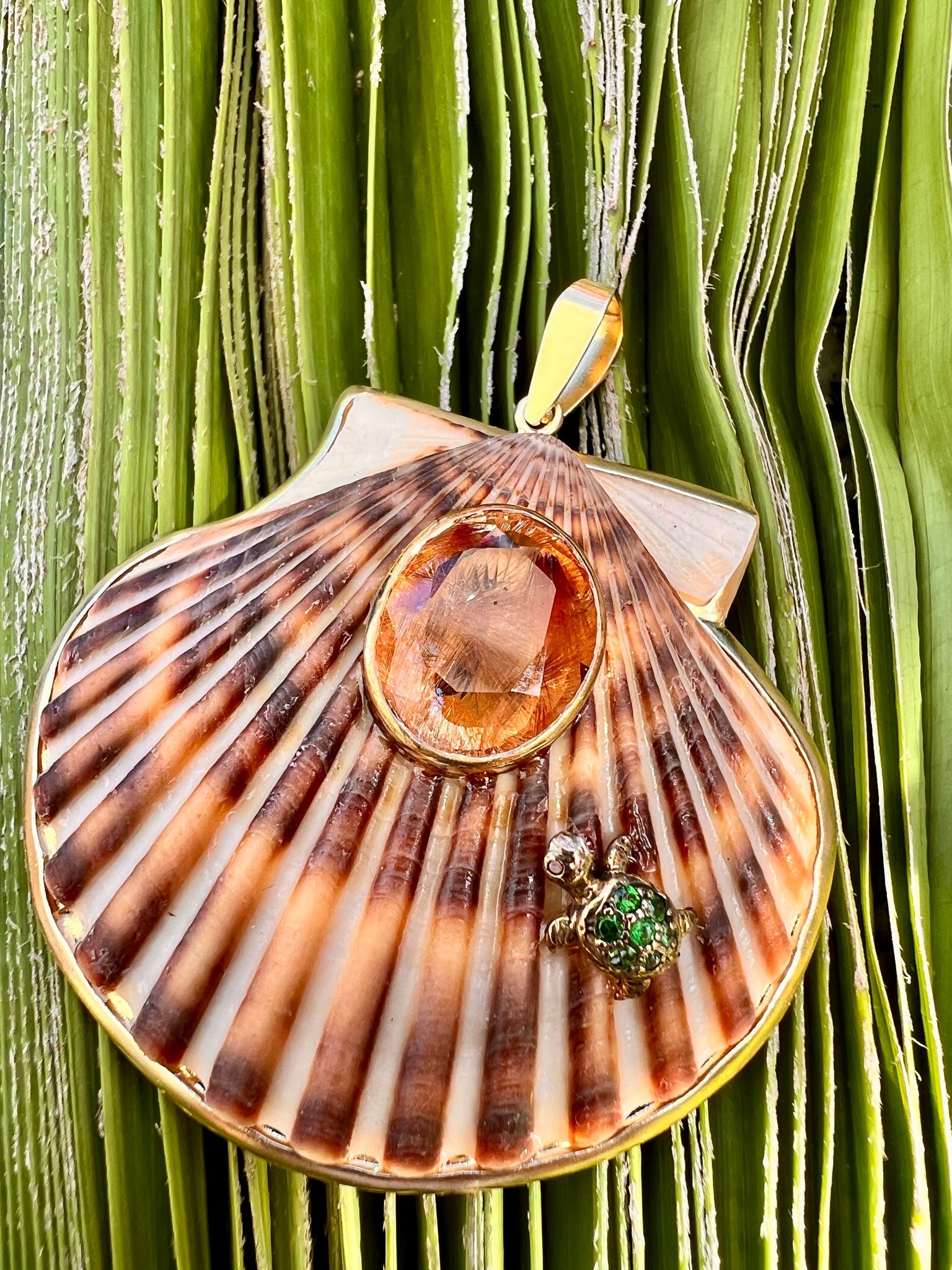St. James Scallop Pendant with Tsavorite & Topaz - 2