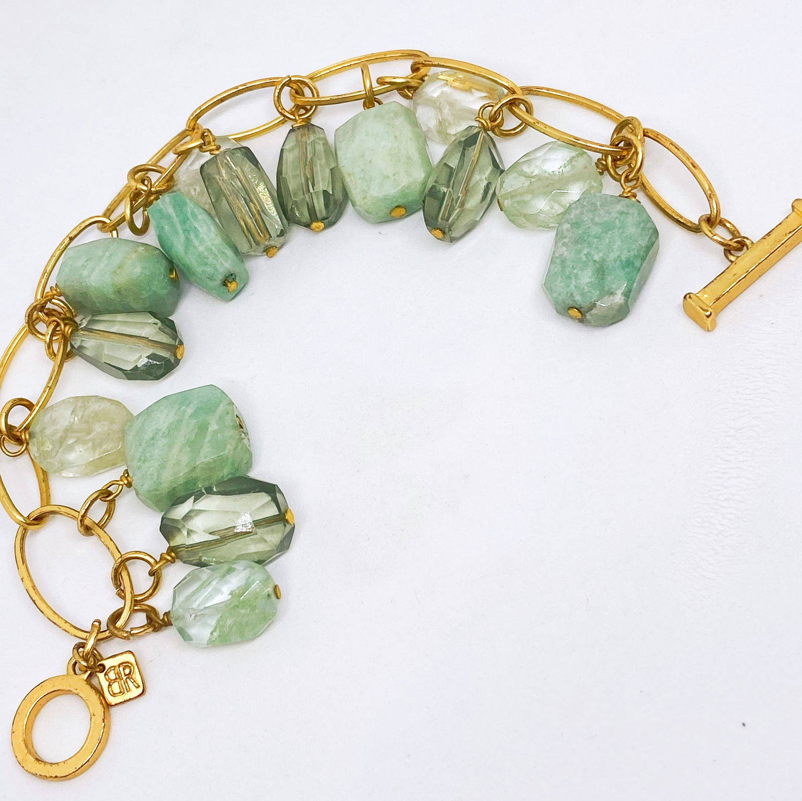 Vintage Banana Republic Green Aventurine, Crystal and Green Phantom Quartz Energy Gemstone Bracelet - 2