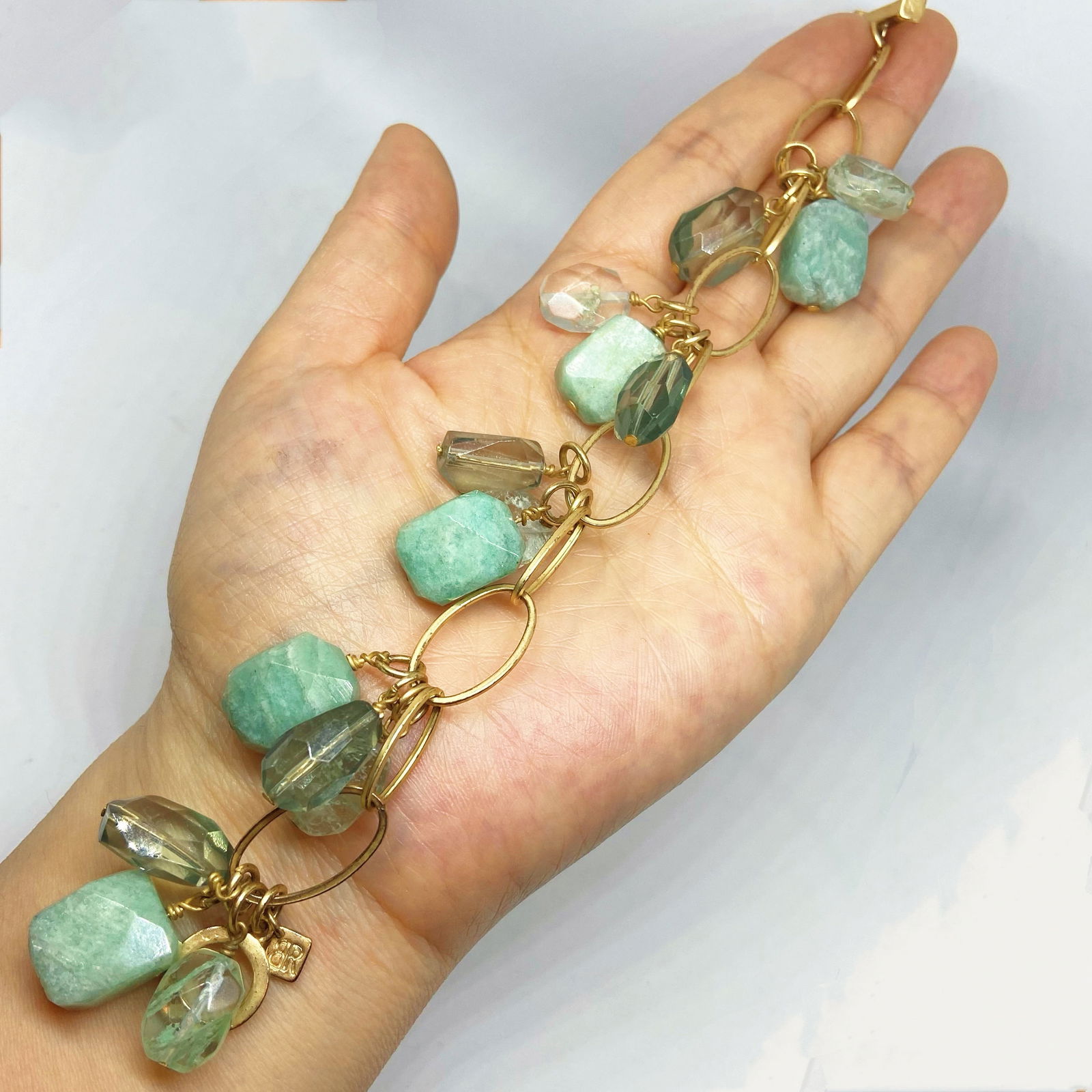 Vintage Banana Republic Green Aventurine, Crystal and Green Phantom Quartz Energy Gemstone Bracelet - 4
