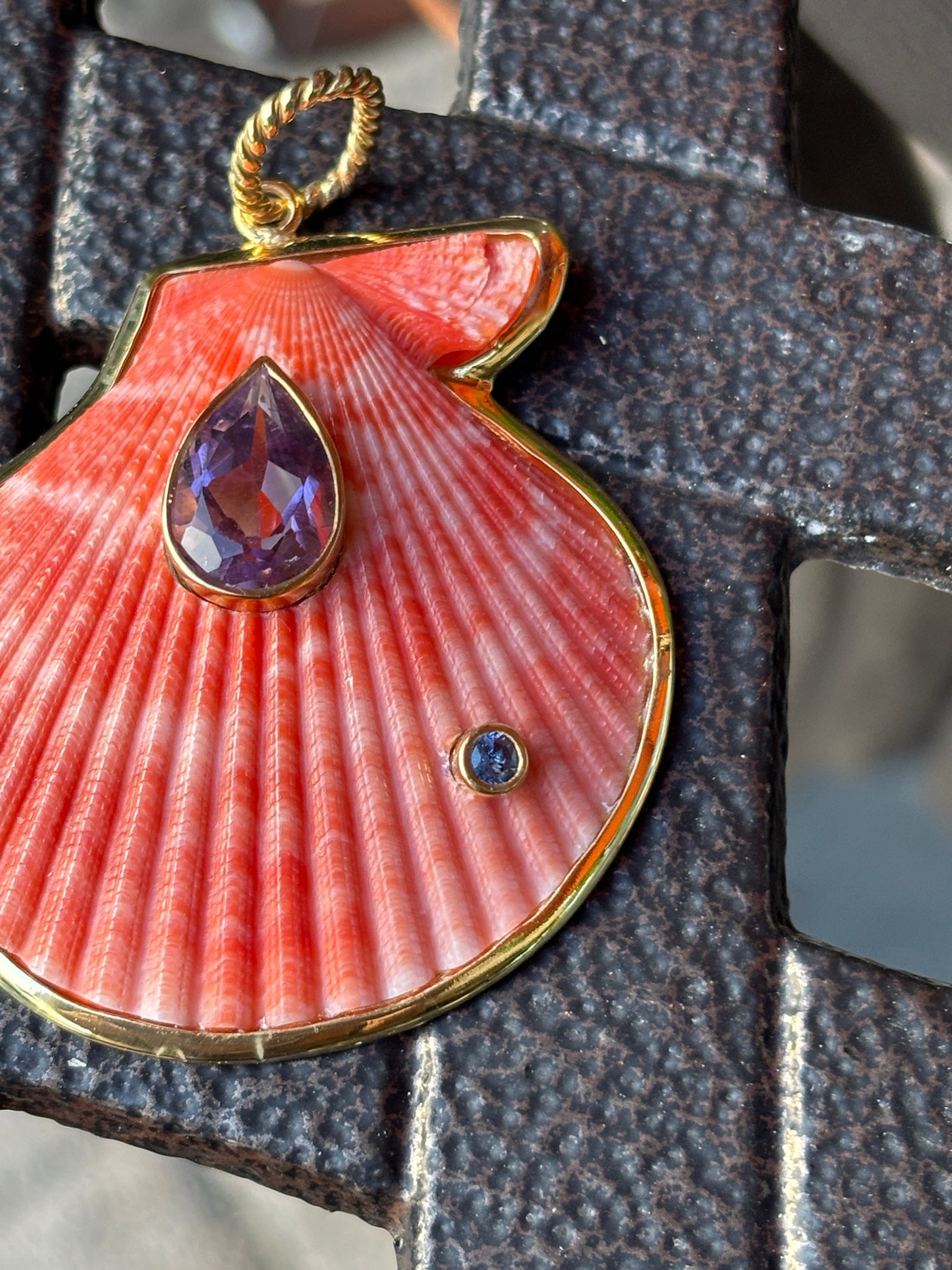 St. James Scallop Pendant with Amethyst & Tanzanite - 2