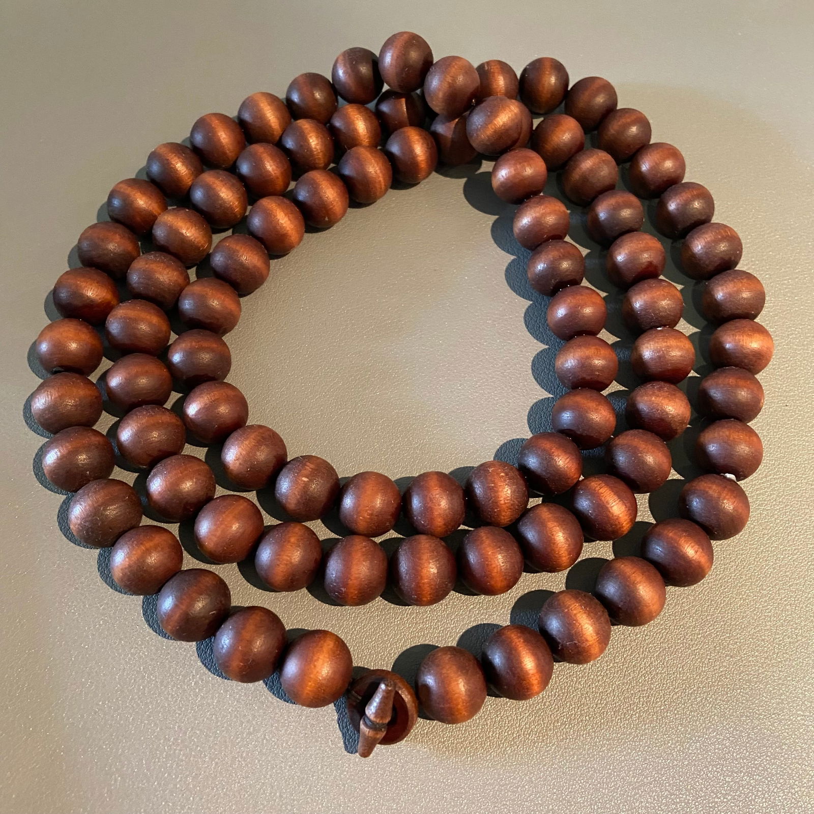 Vintage Rosewood 85 large wooden beads cat eye effect Necklace - 3
