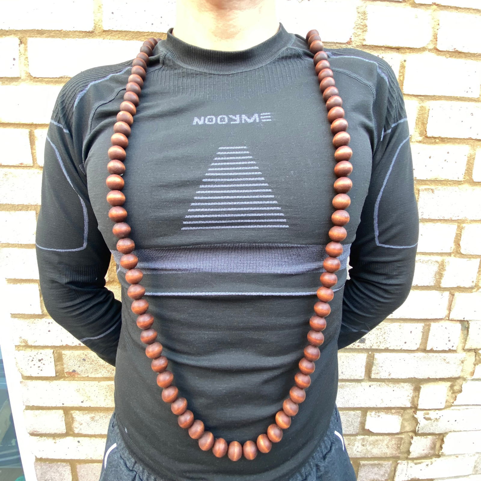 Vintage Rosewood 85 large wooden beads cat eye effect Necklace - 6