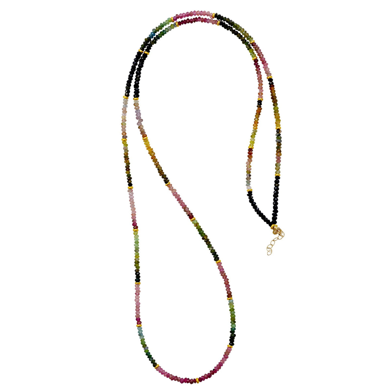 Rainbow Ombre Tourmaline 14k Gold Necklace - 11