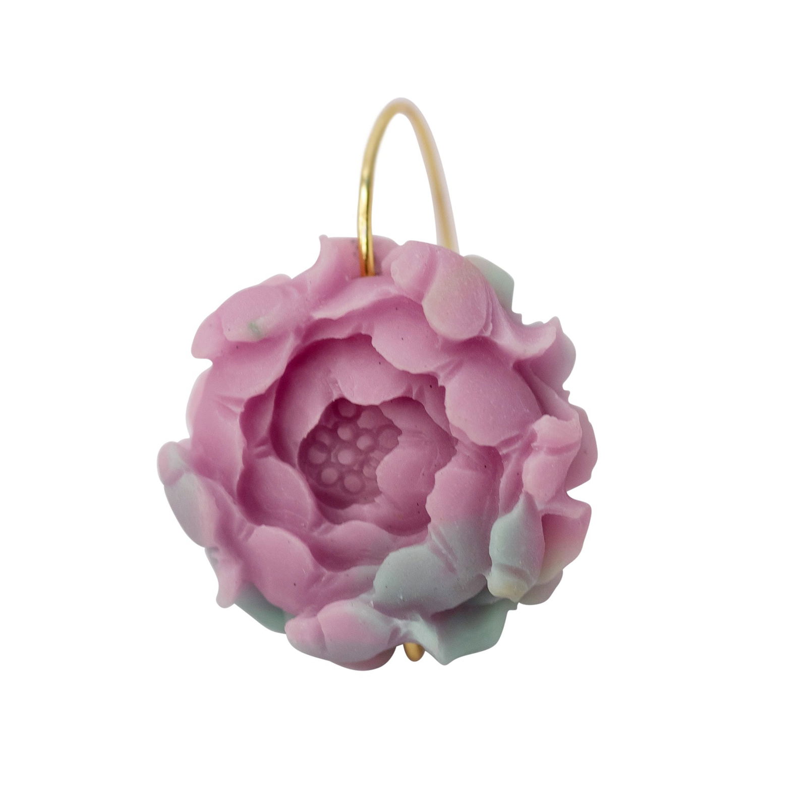 Agate Peony Large Earrings 14K Gold Hook - 3