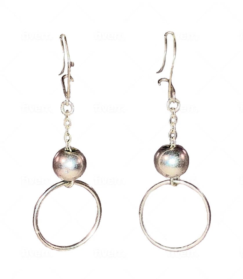 Mexican Artisan Hand Made Hoop Chain Ball Bead Earrings (1 of 5)